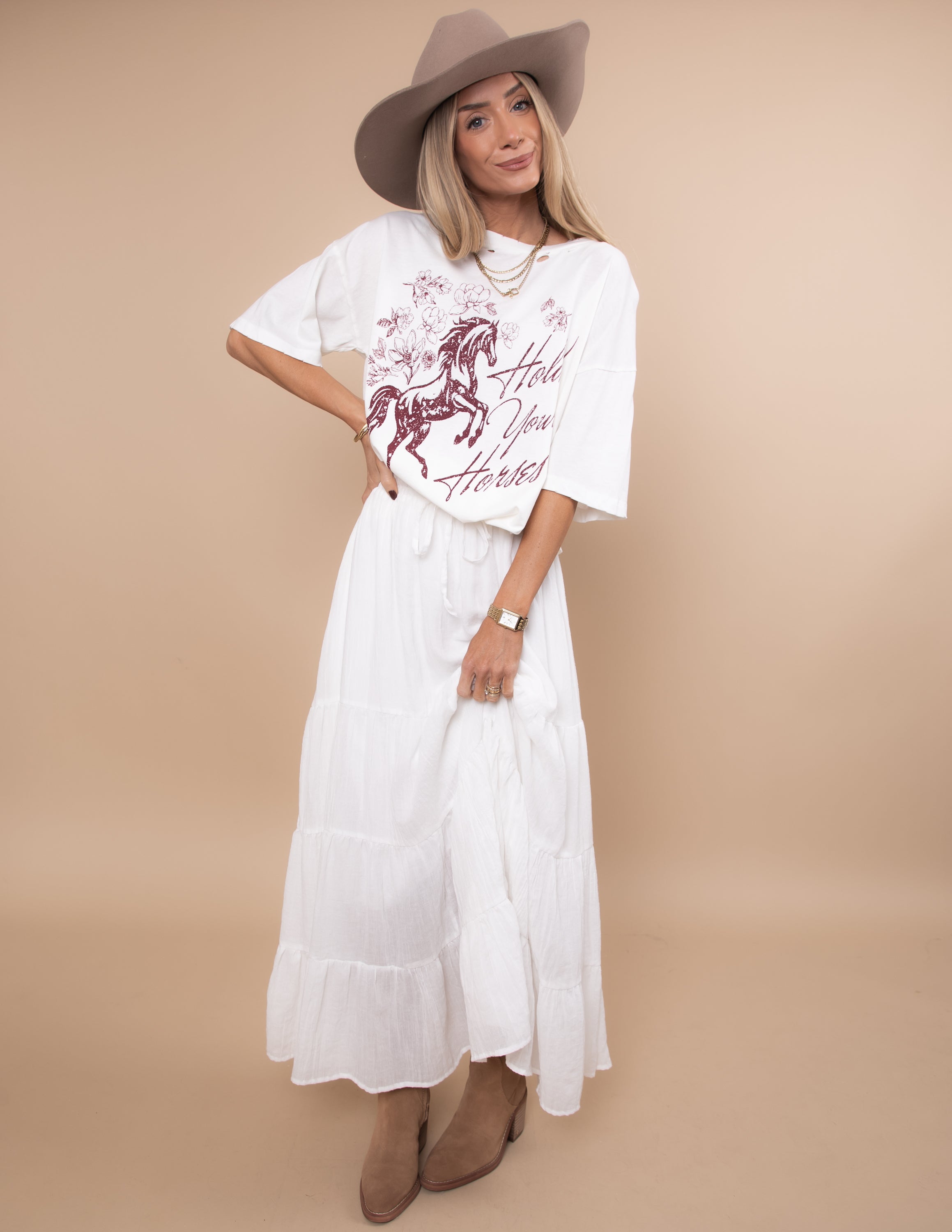 Hold Your Horses Distressed Graphic Tee