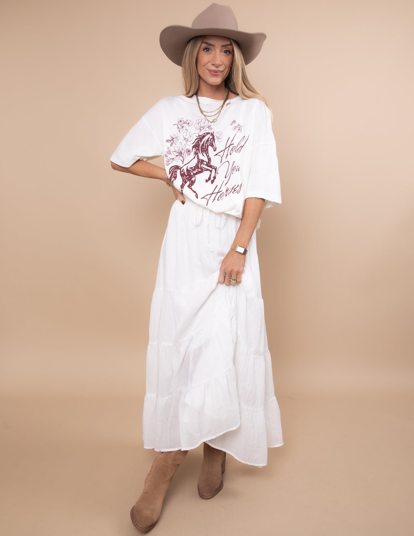 Hold Your Horses Distressed Graphic Tee