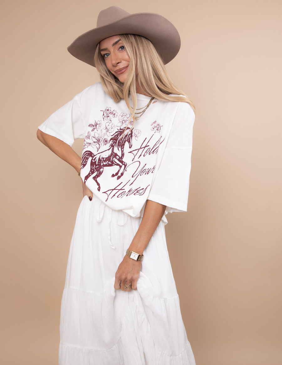 Hold Your Horses Distressed Graphic Tee