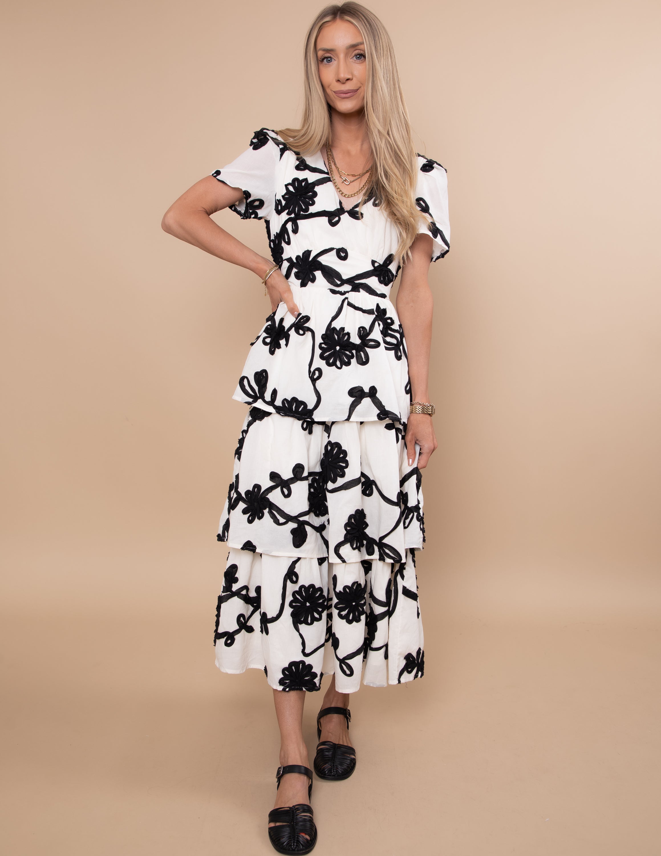 Petal Stitch Midi Dress M