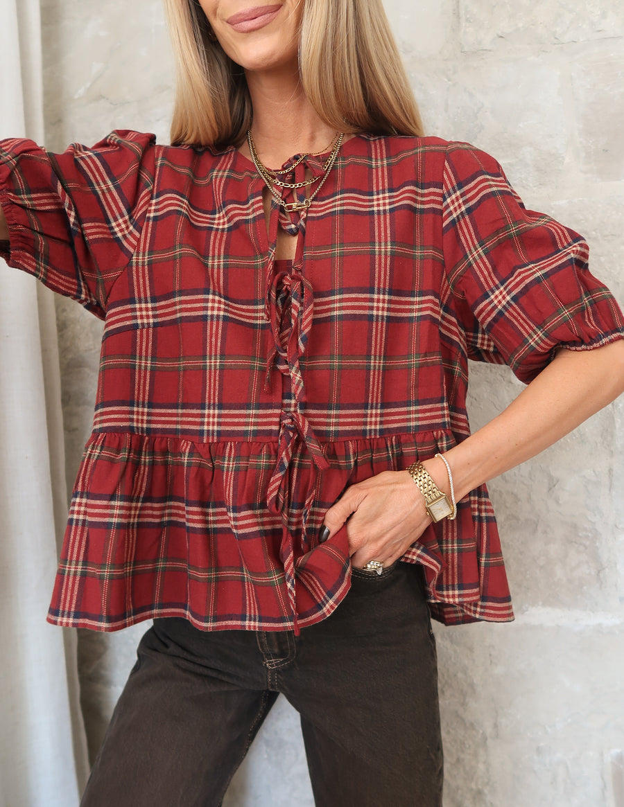 Ruby Plaid Top