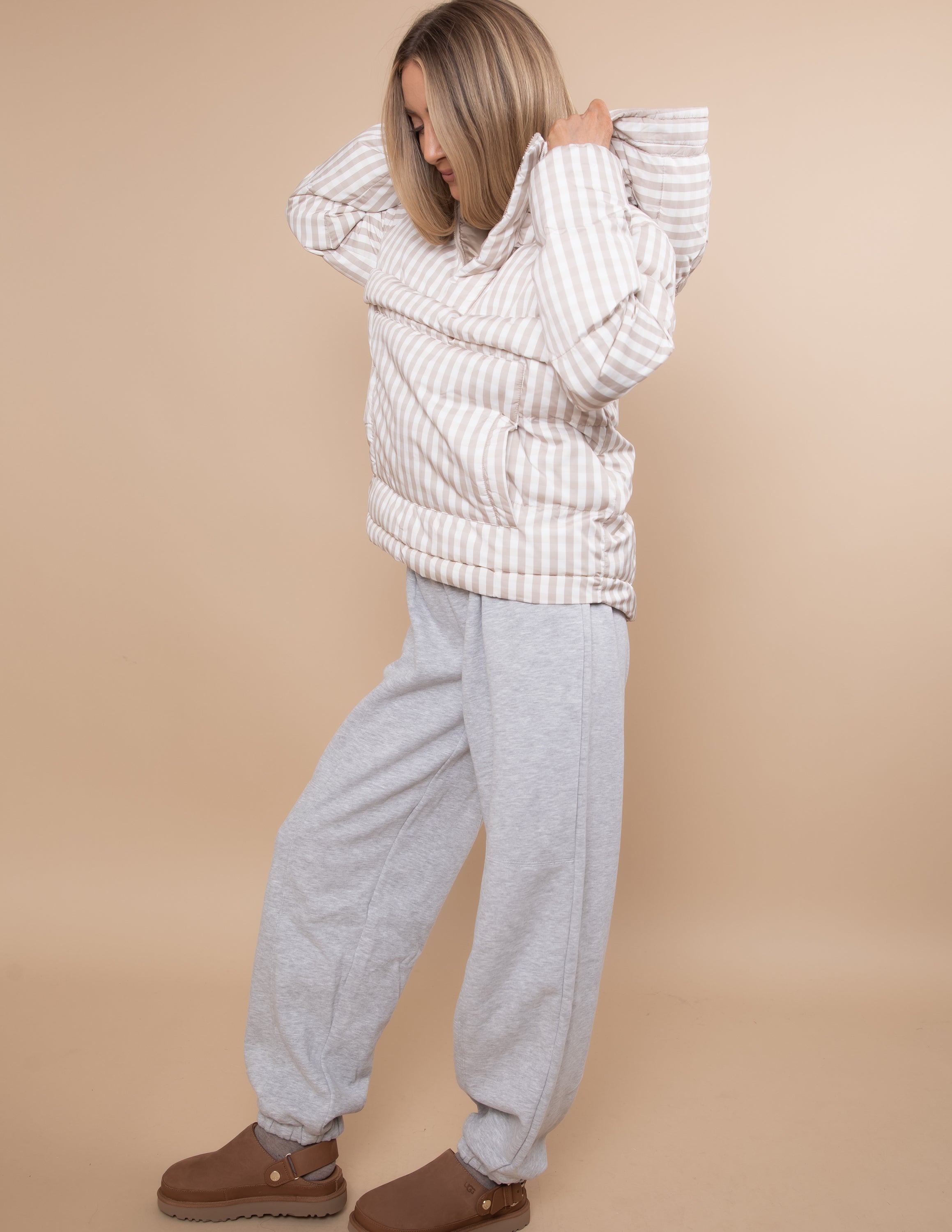 Caramel Latte Gingham Puffer