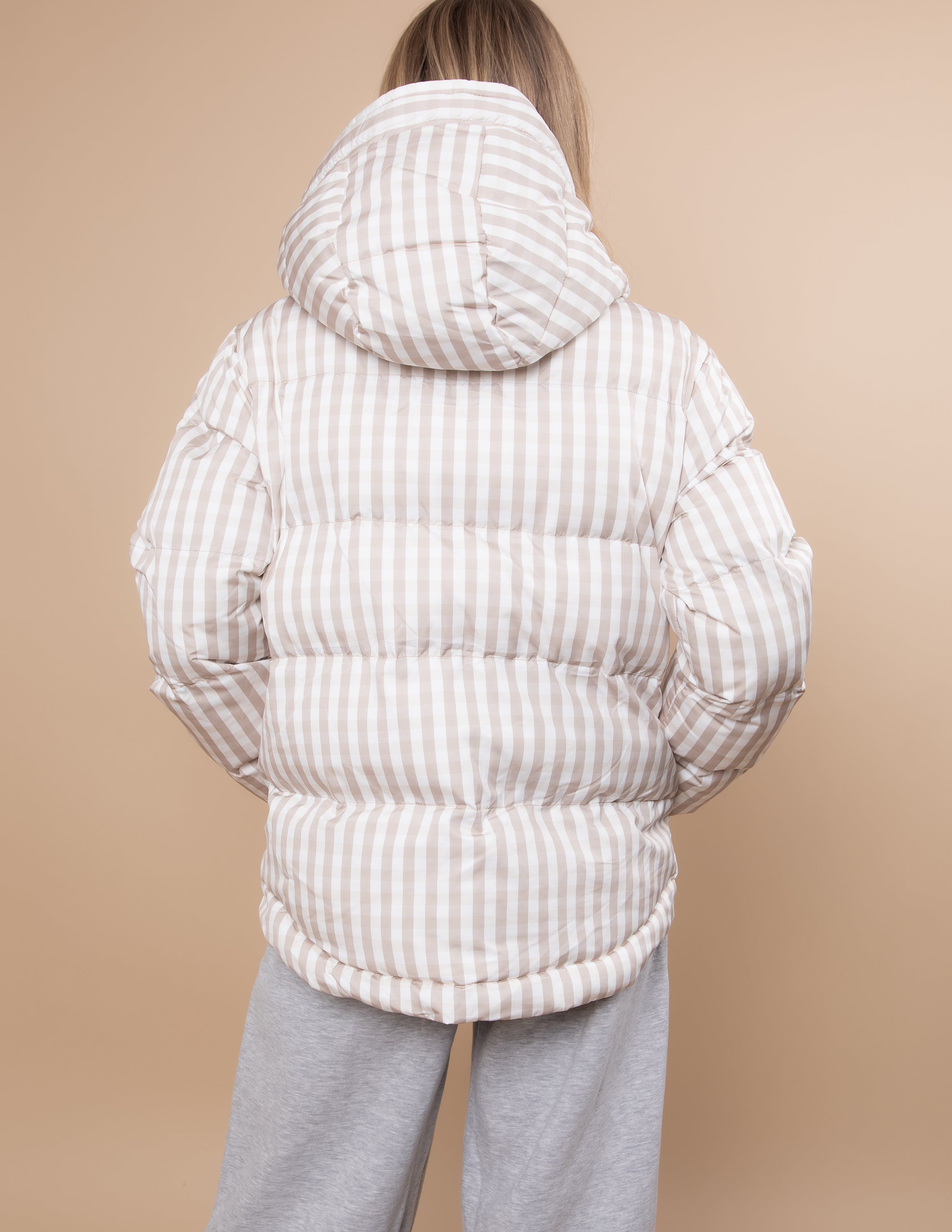 Caramel Latte Gingham Puffer