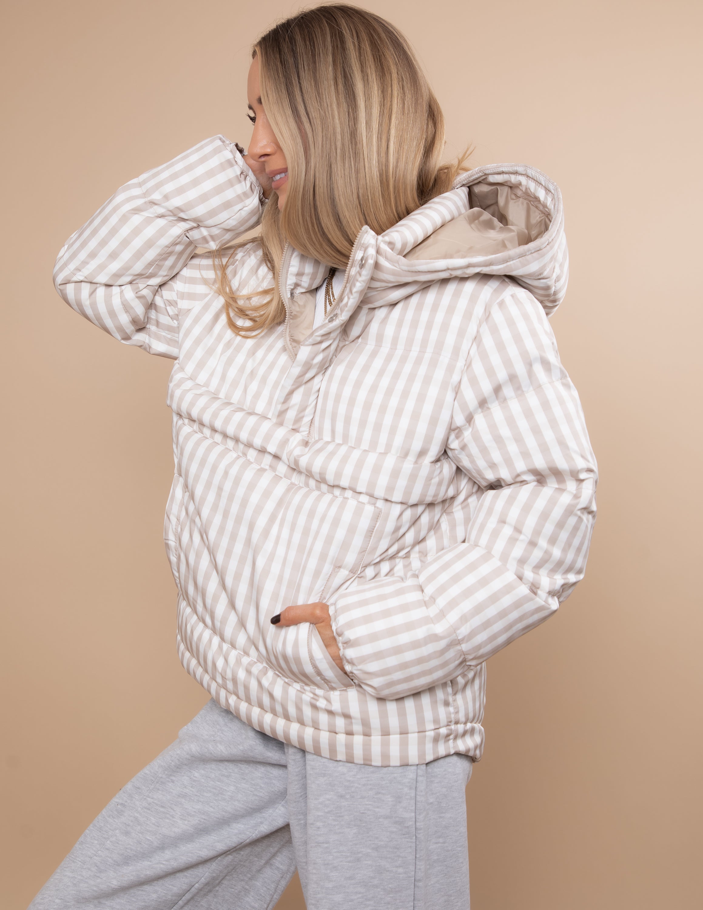Caramel Latte Gingham Puffer