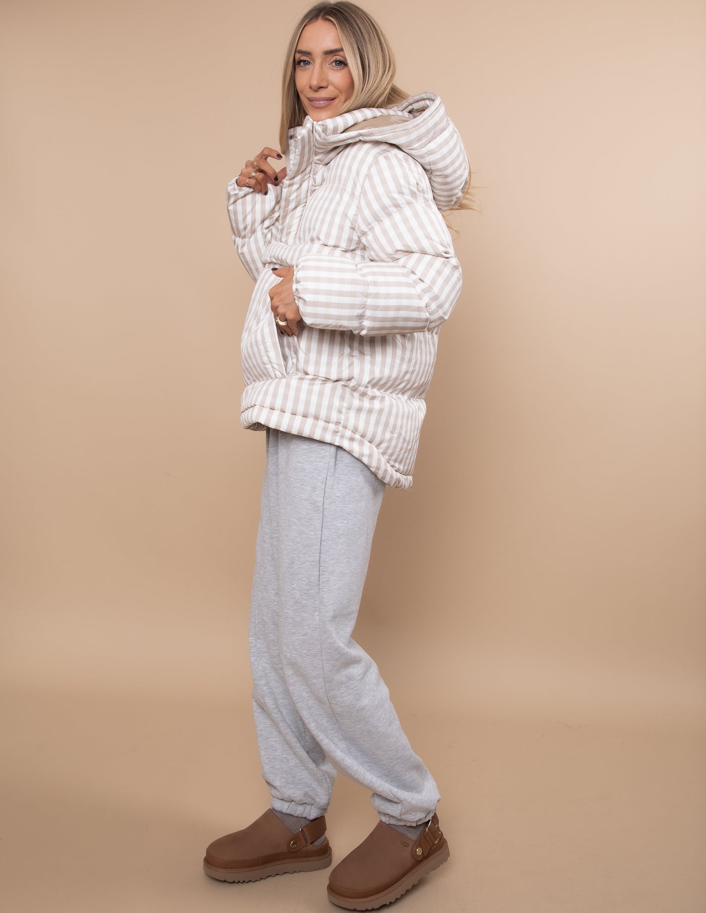 Caramel Latte Gingham Puffer