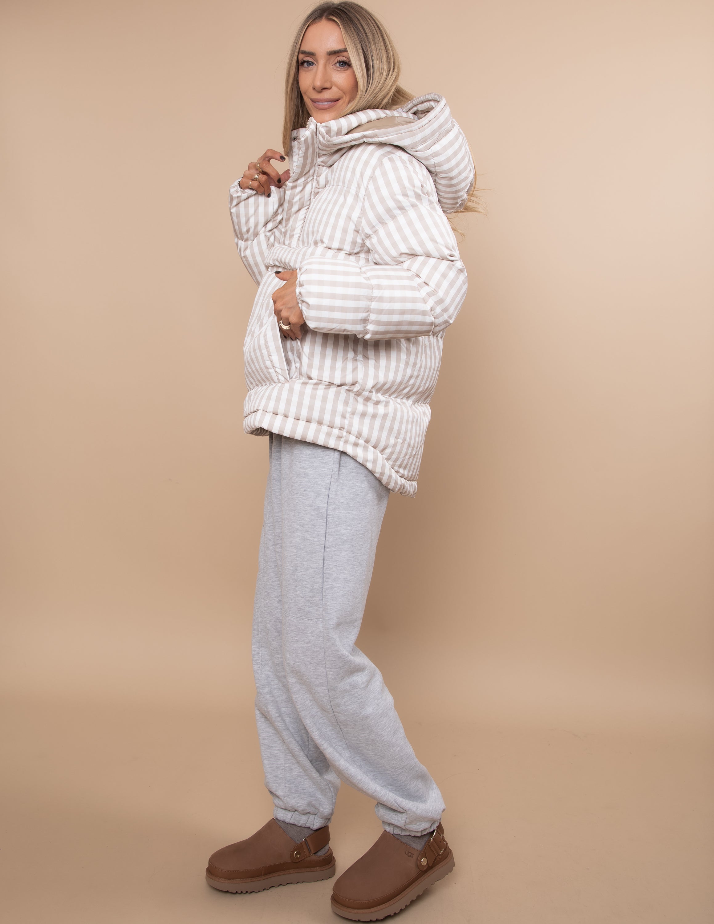 Caramel Latte Gingham Puffer