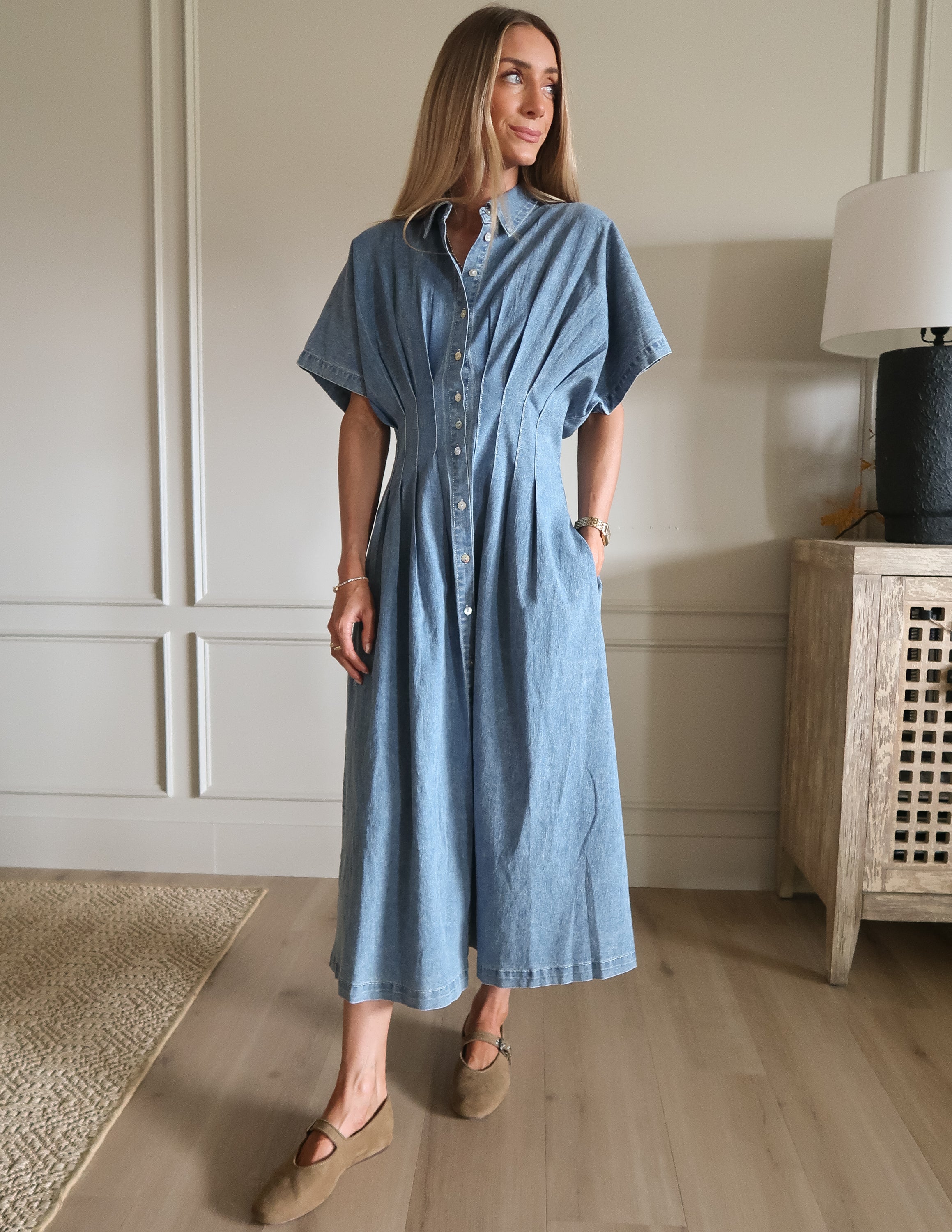 Everly Denim Midi Dress