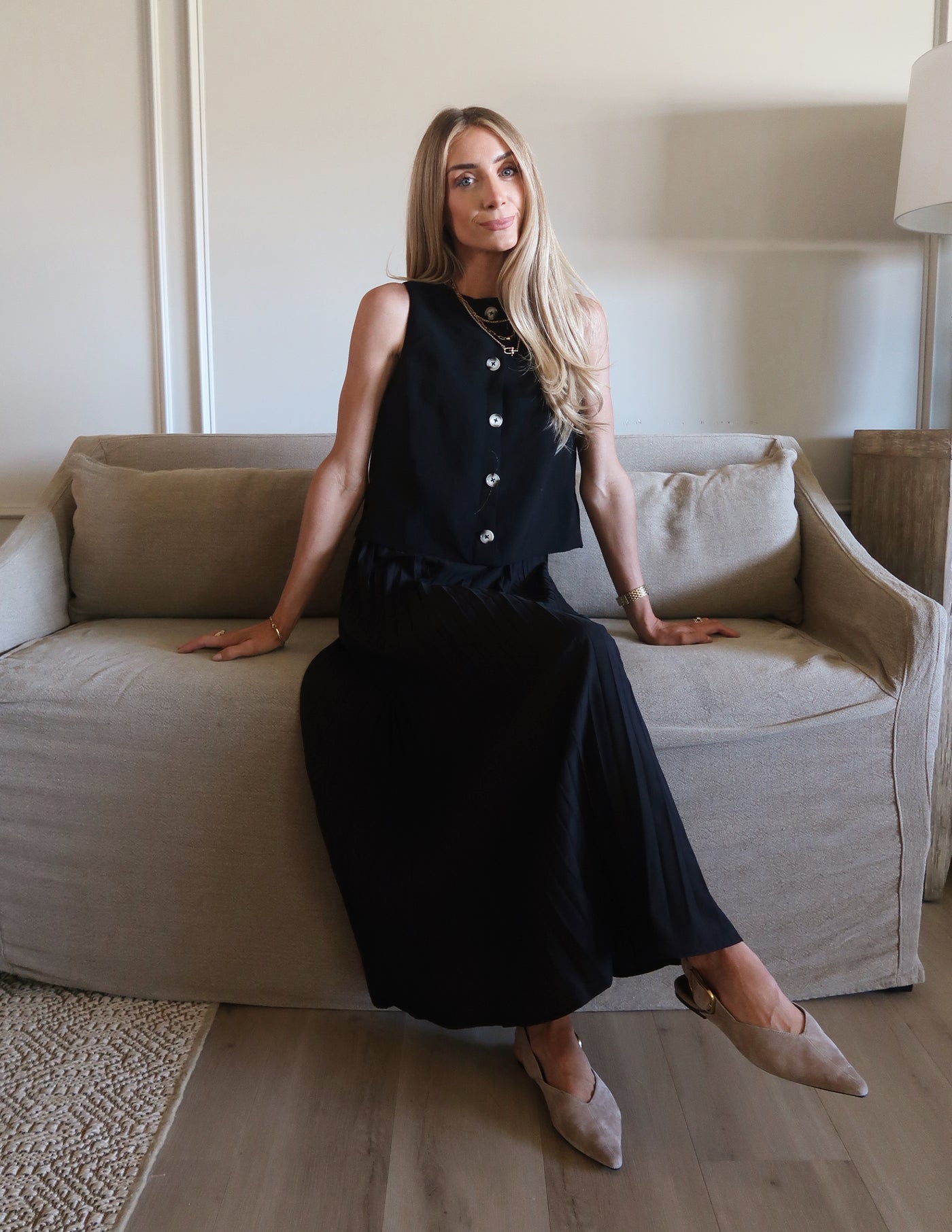 Midnight Grace Pleated Dress