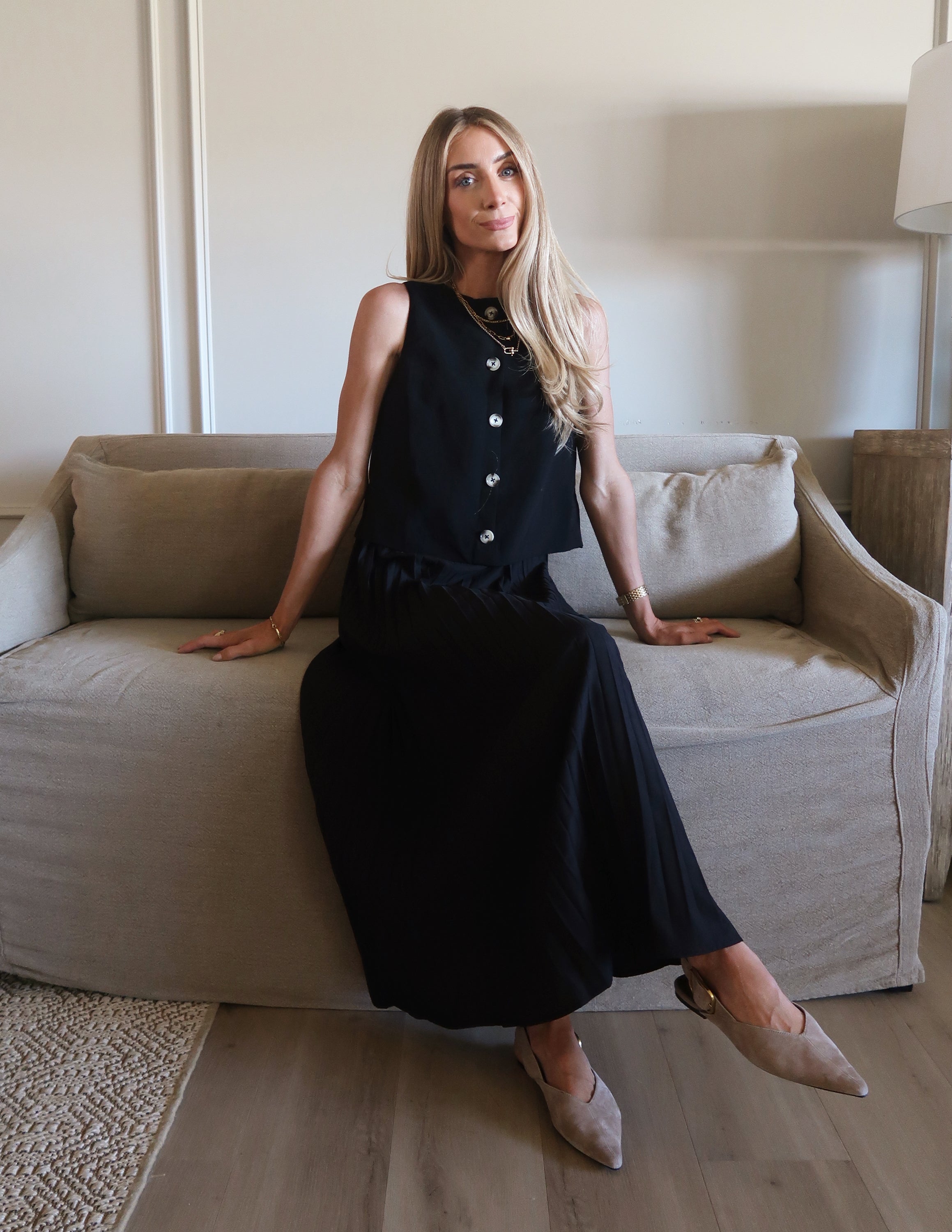 Midnight Grace Pleated Dress