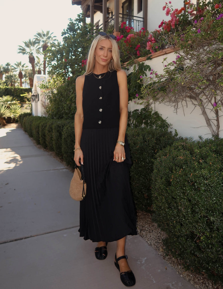 Midnight Grace Pleated Dress