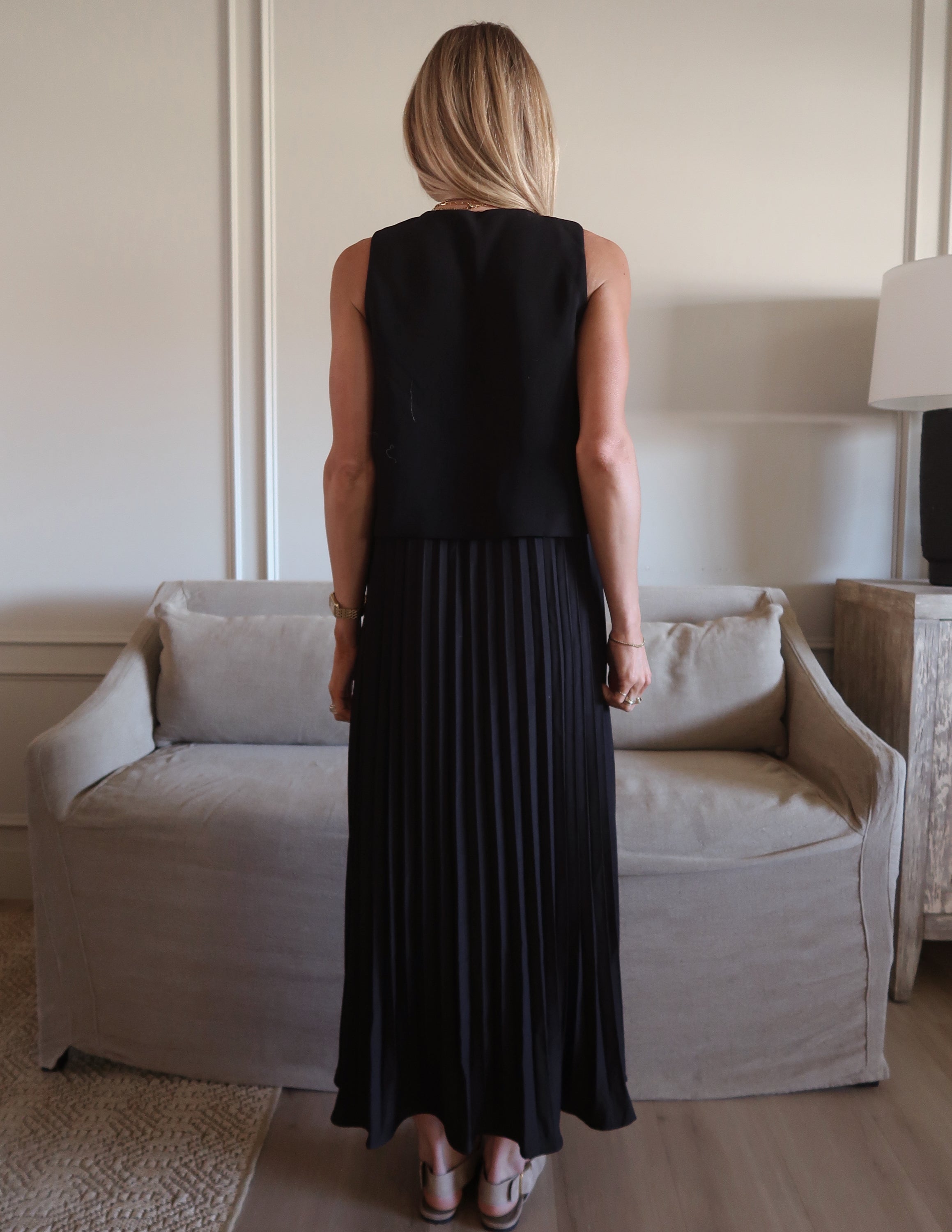 Midnight Grace Pleated Dress