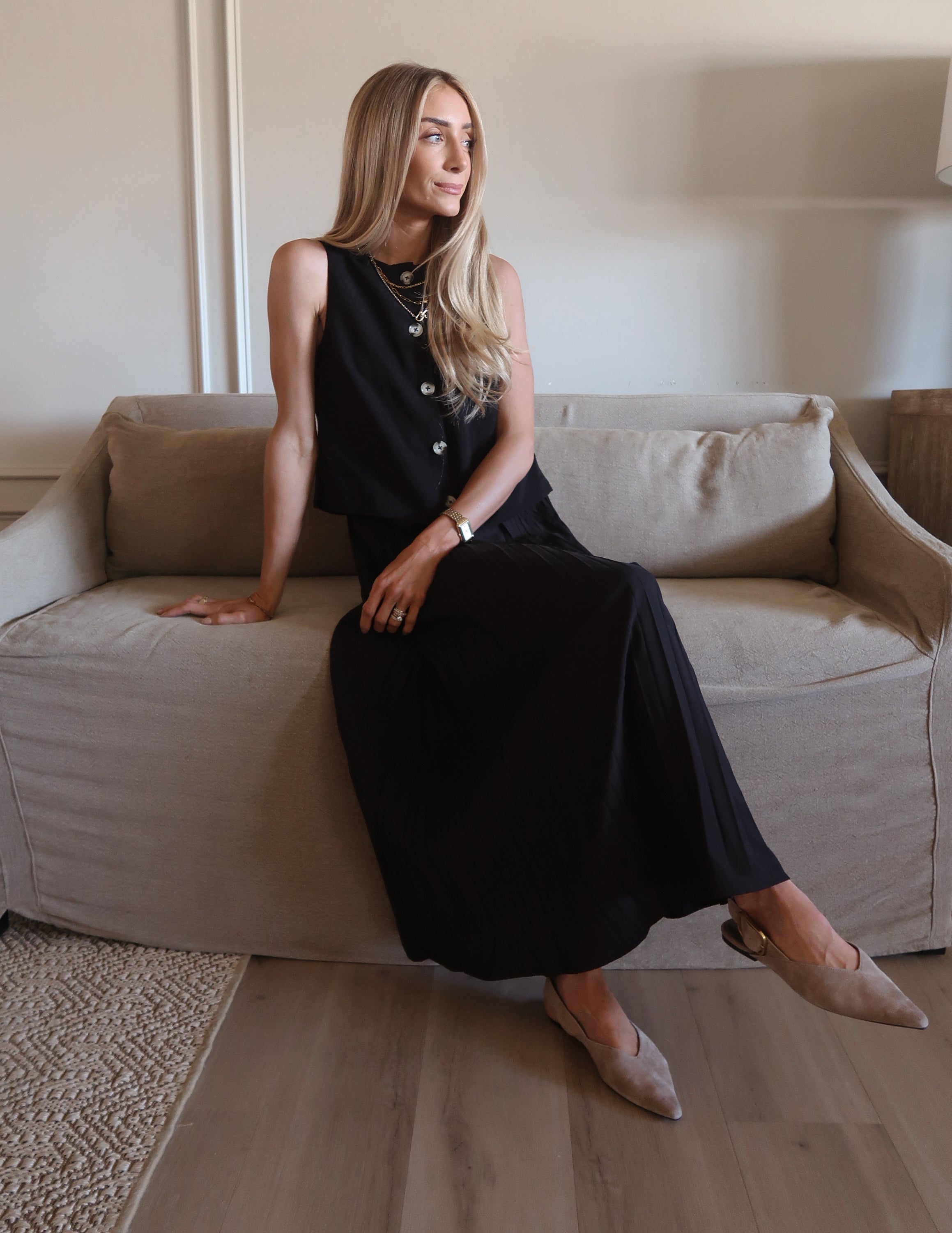 Midnight Grace Pleated Dress