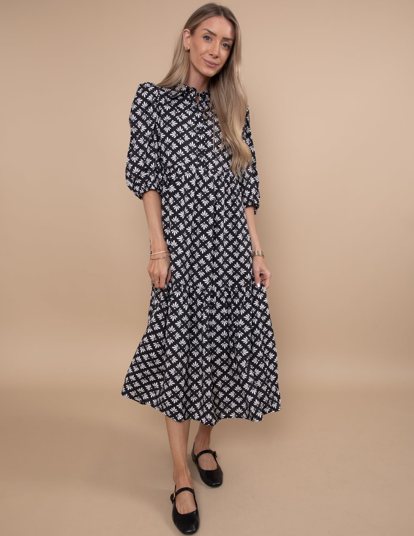 Luis Geometric Floral Dress