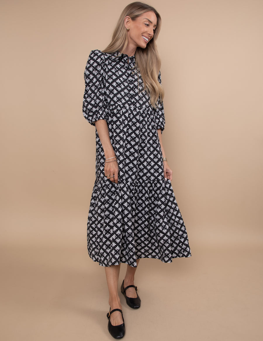 Luis Geometric Floral Dress