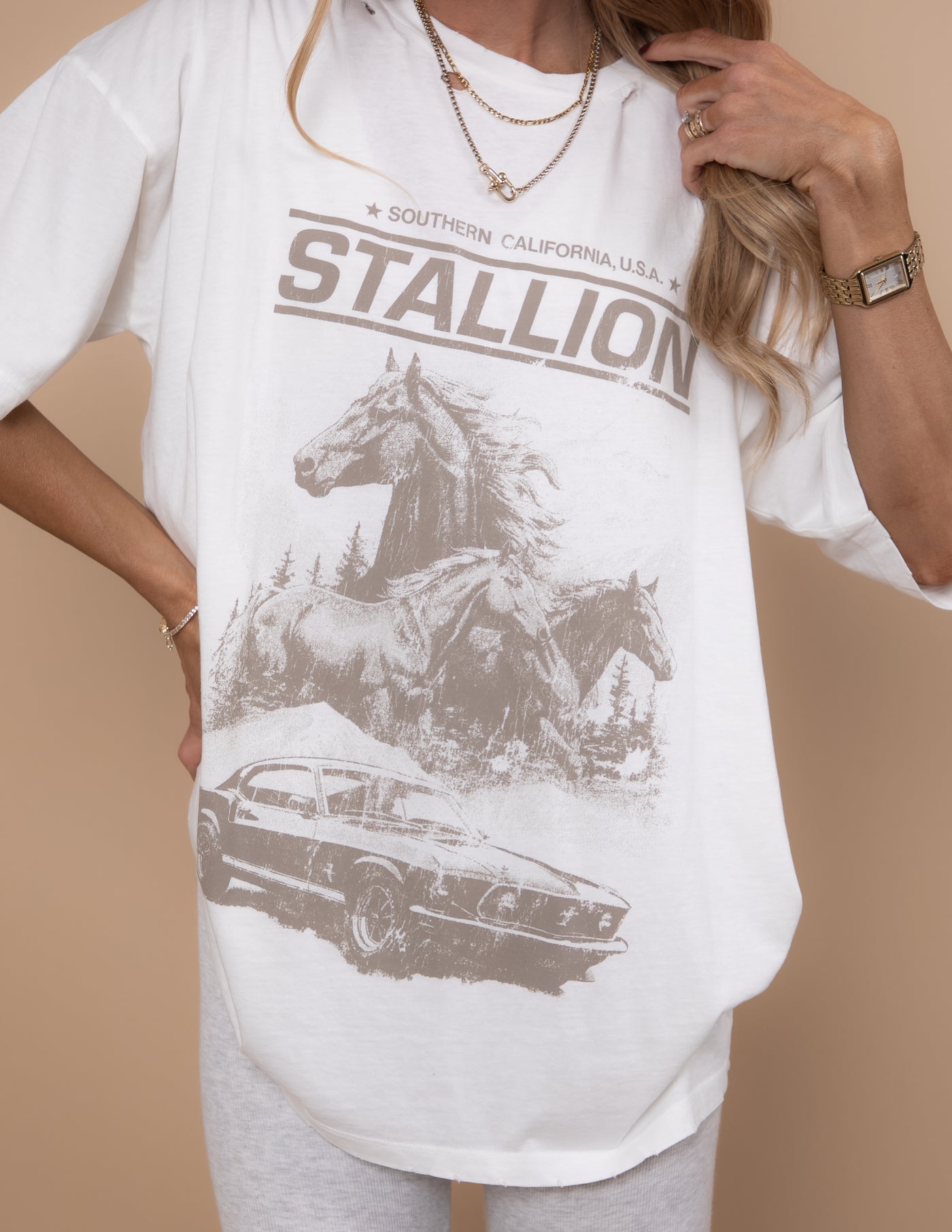 Stallion Distressed Graphic Tee