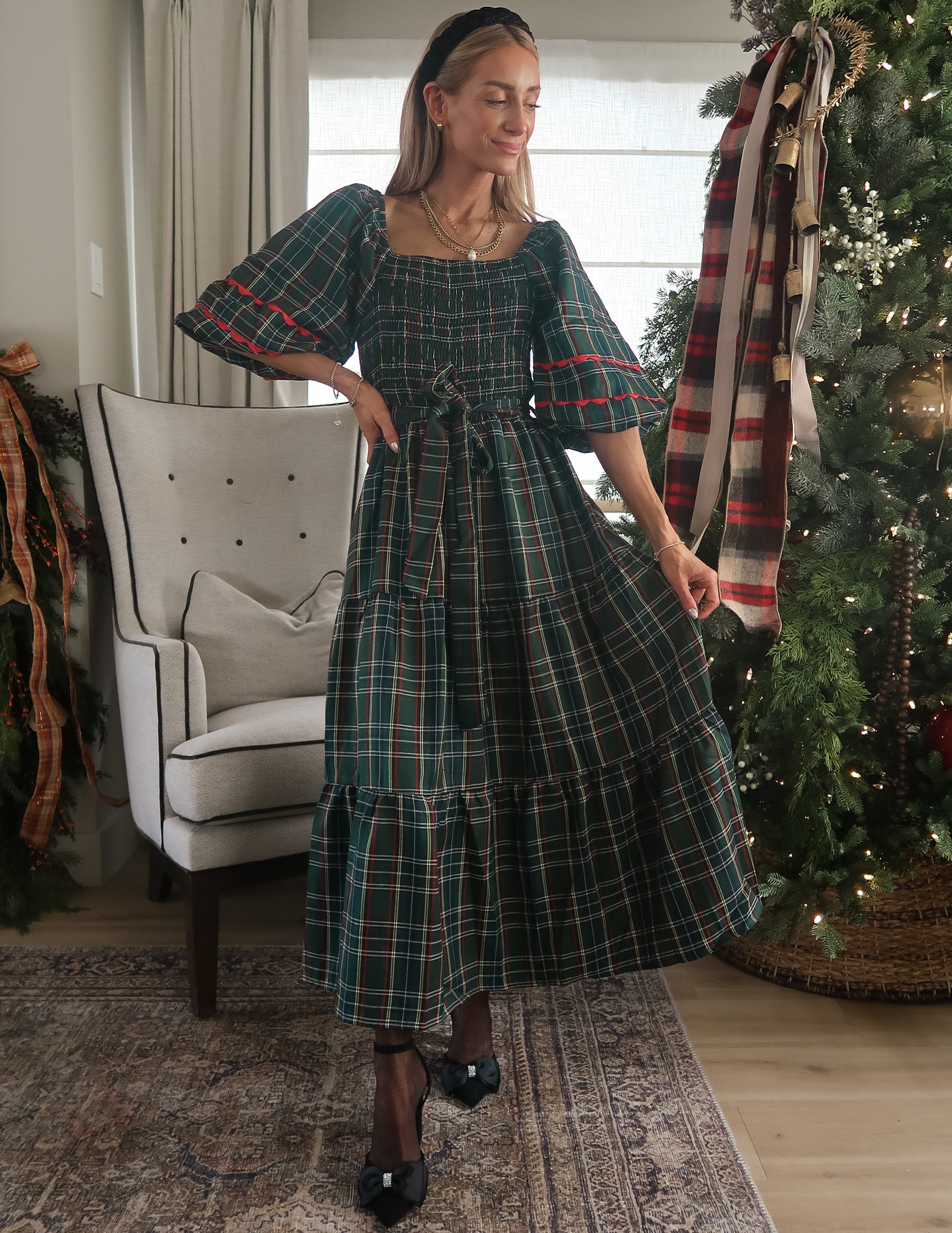 Mistletoe Plaid Dress Green / L Mistletoe Plaid Dress Green / L