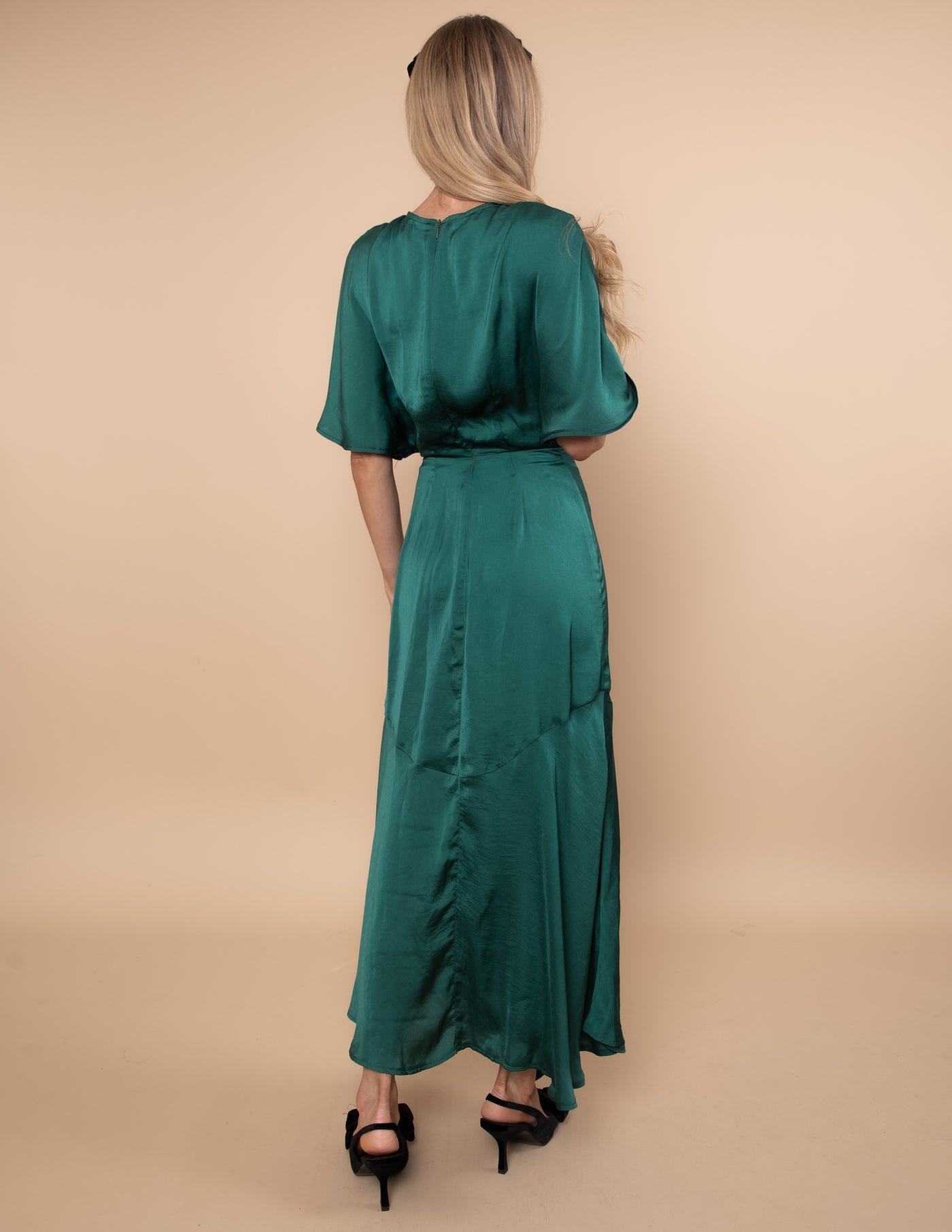 Emerald Sway Satin Dress