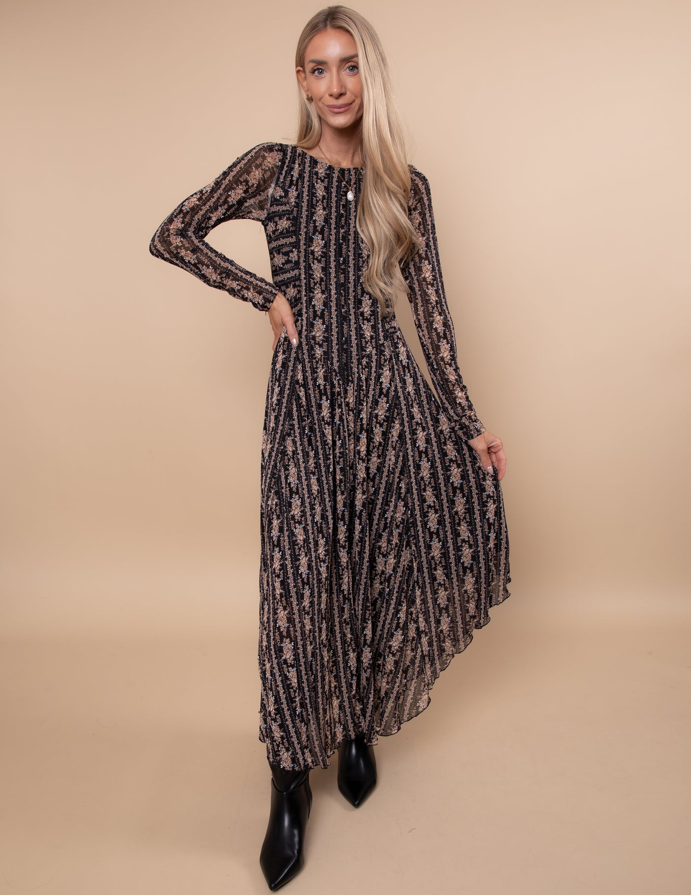 Midnight Mosaic Mesh Midi Dress