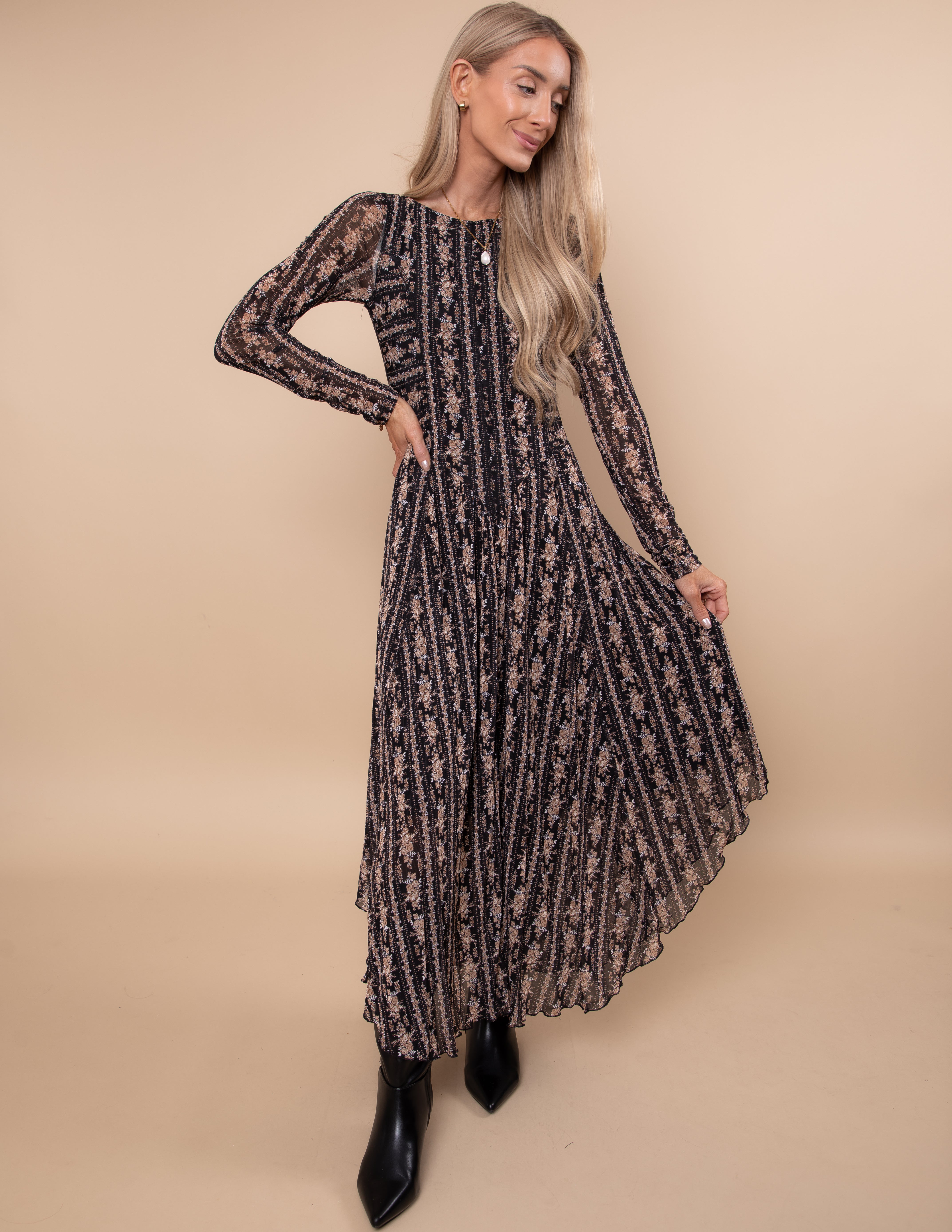 Midnight Mosaic Mesh Midi Dress
