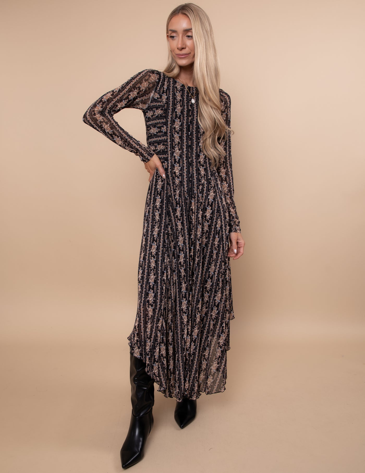 Midnight Mosaic Mesh Midi Dress