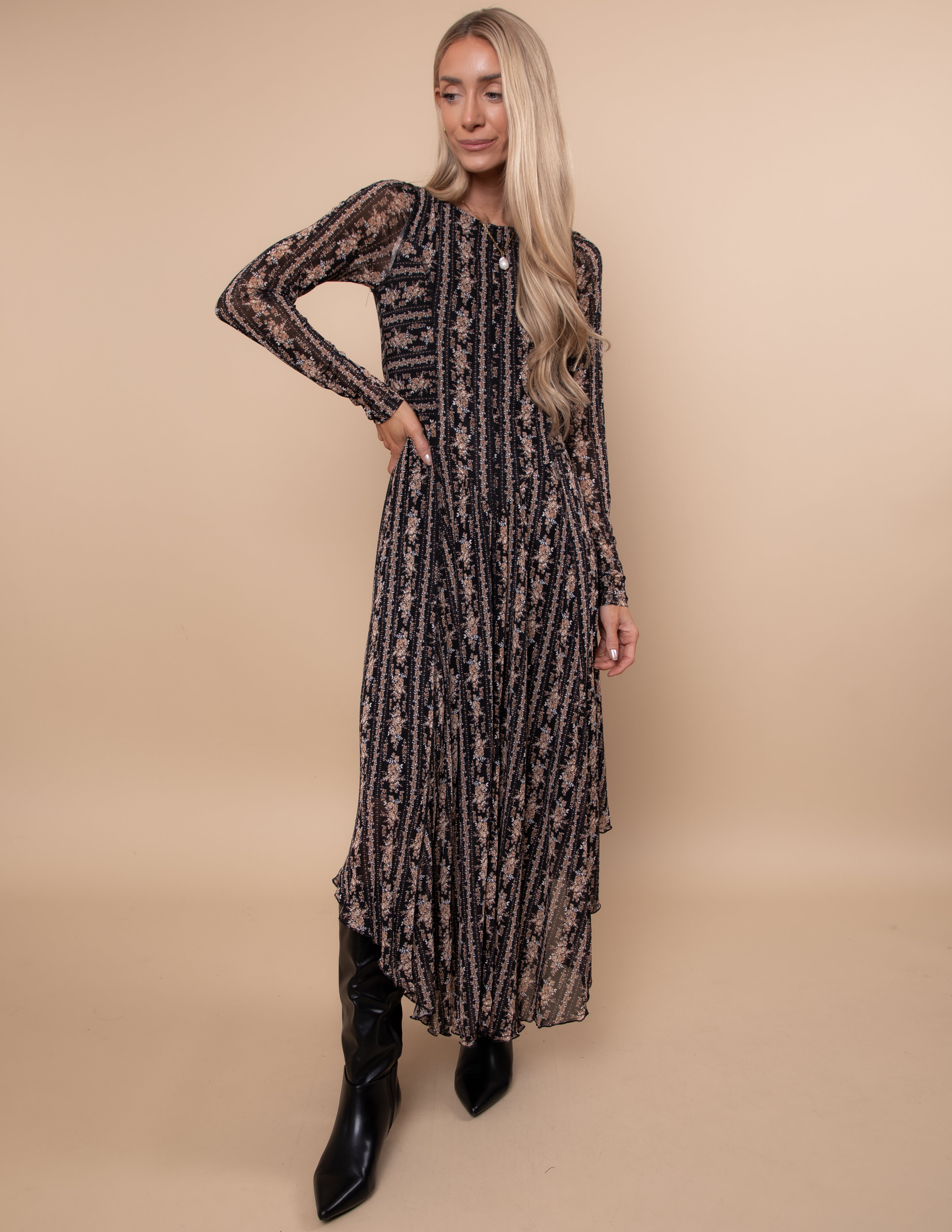 Midnight Mosaic Mesh Midi Dress