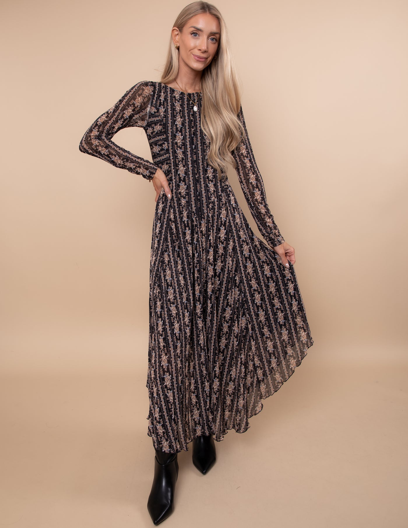 Midnight Mosaic Mesh Midi Dress