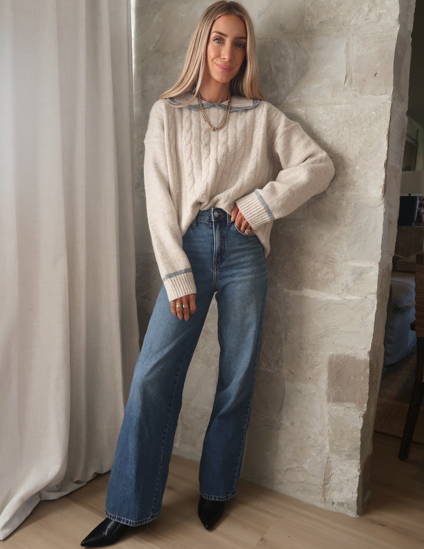 Soft Sands Contrast Collar Pullover