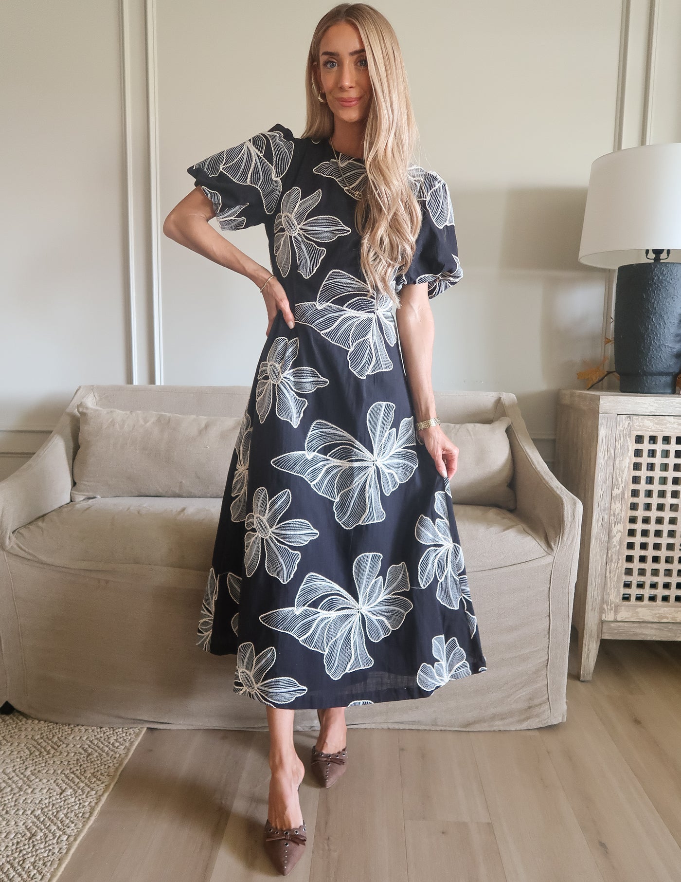 Florence Embroidered Midi  Dress