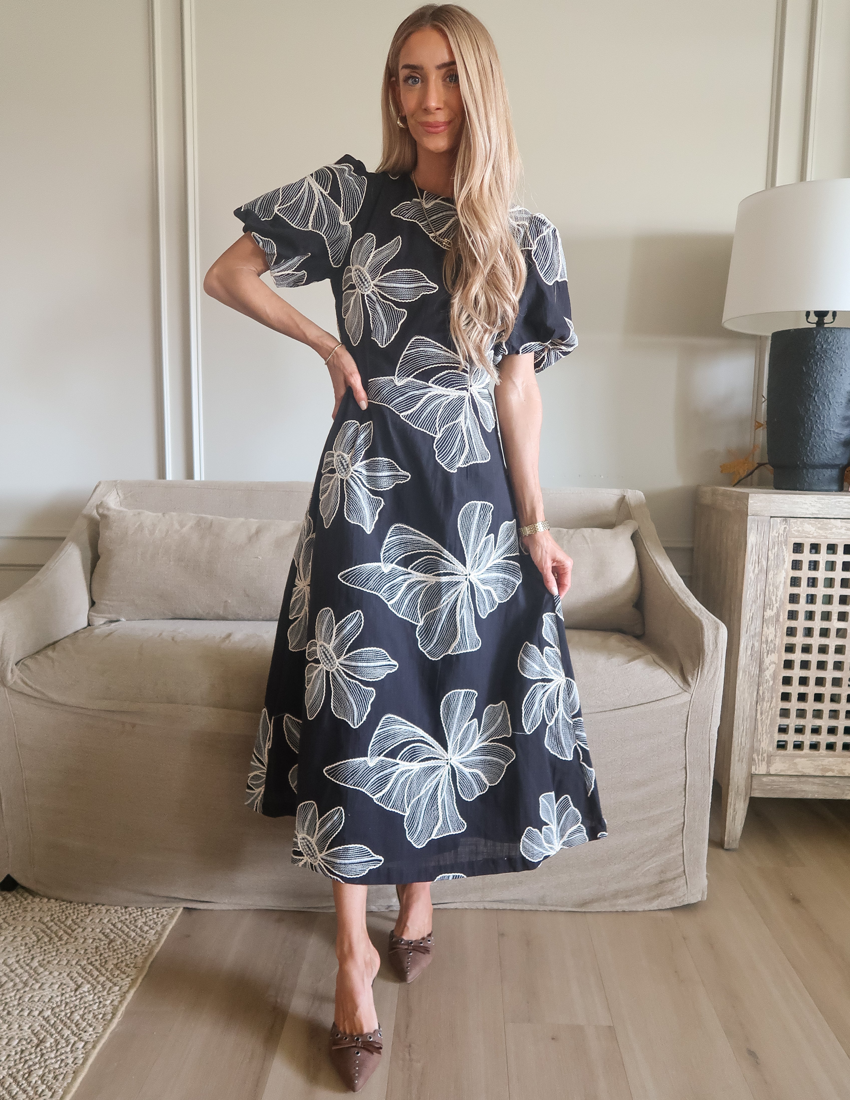 Florence Embroidered Midi  Dress