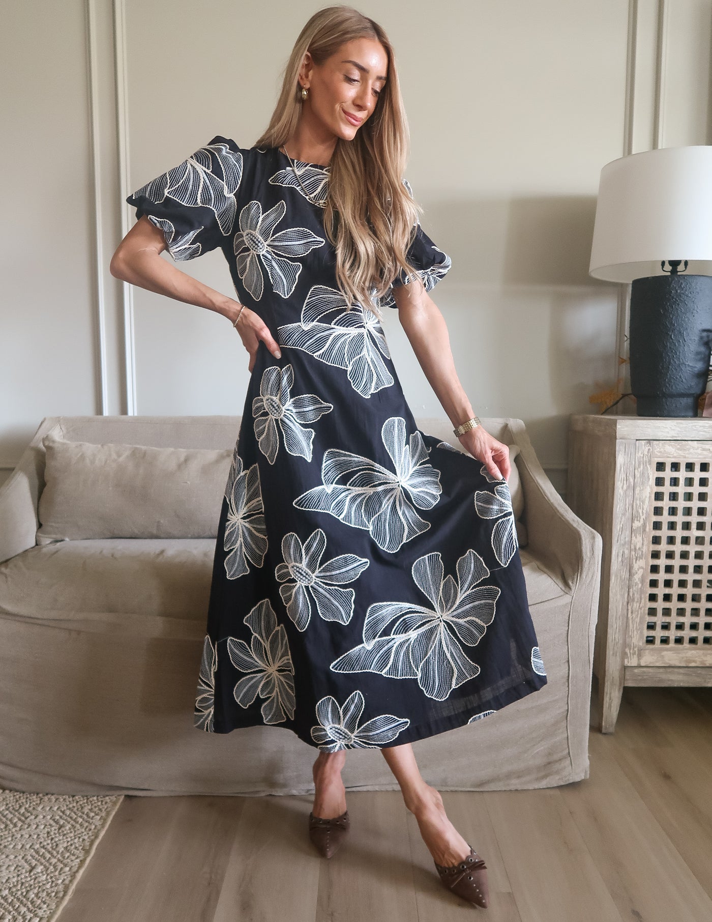 Florence Embroidered Midi  Dress