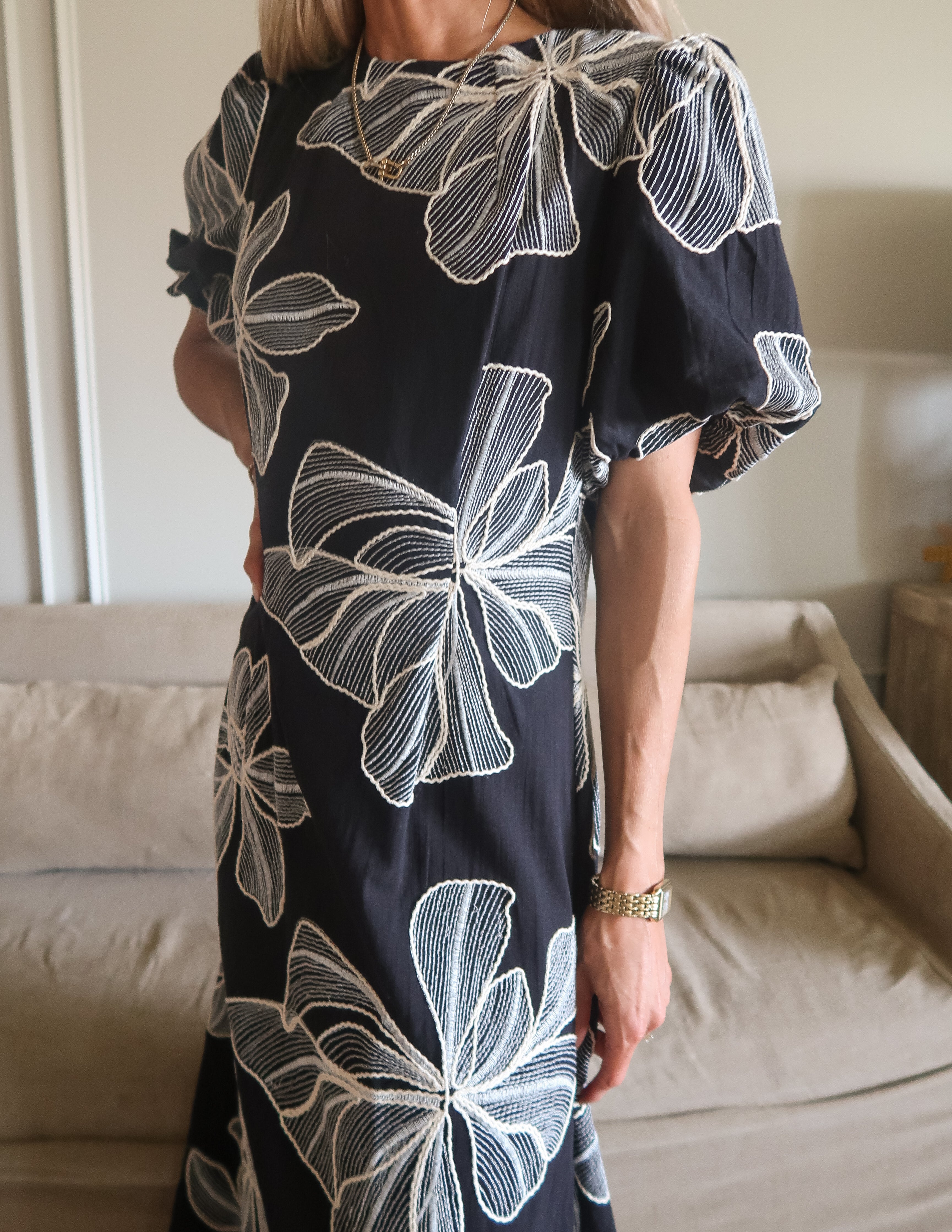 Florence Embroidered Midi  Dress