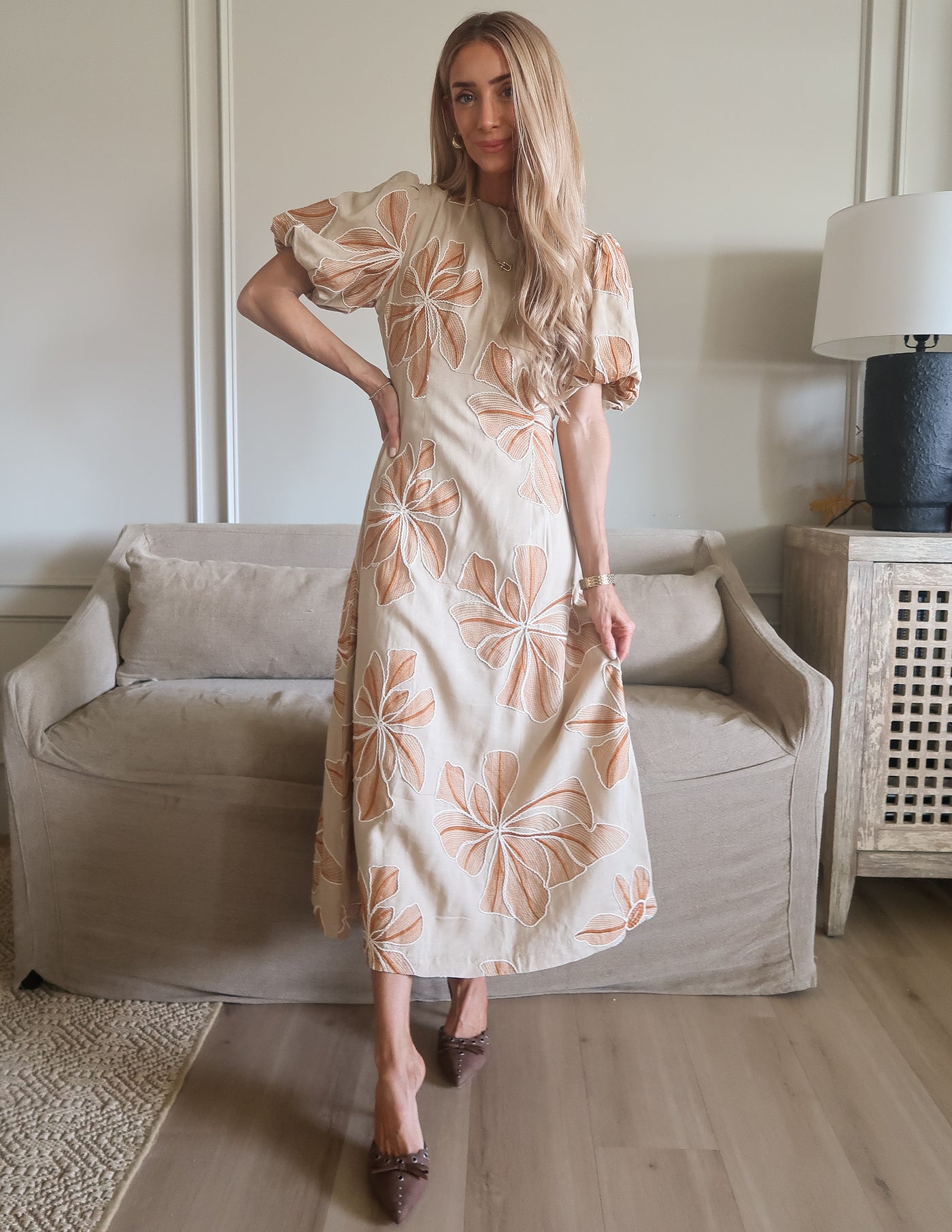 Florence Embroidered Midi  Dress