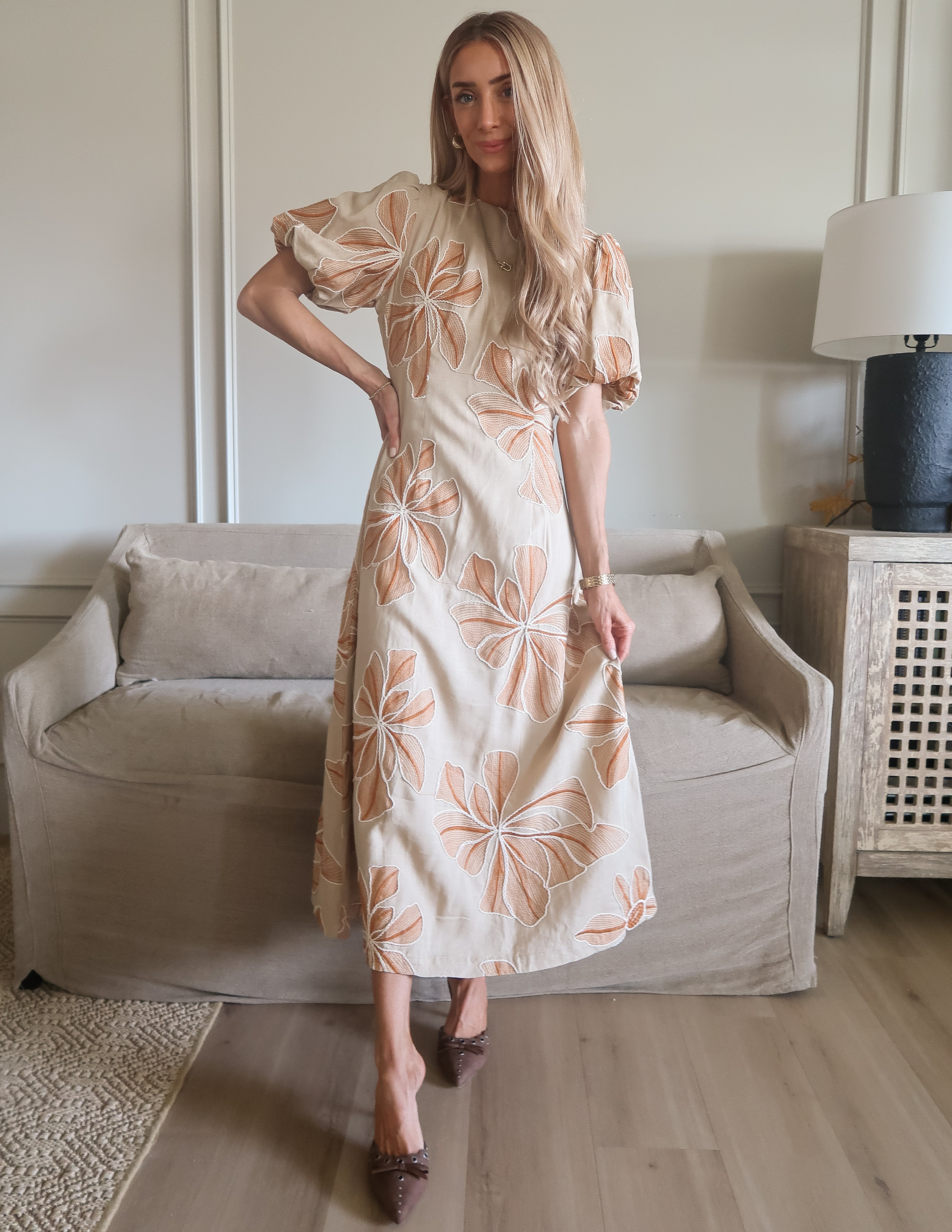 Florence Embroidered Midi  Dress