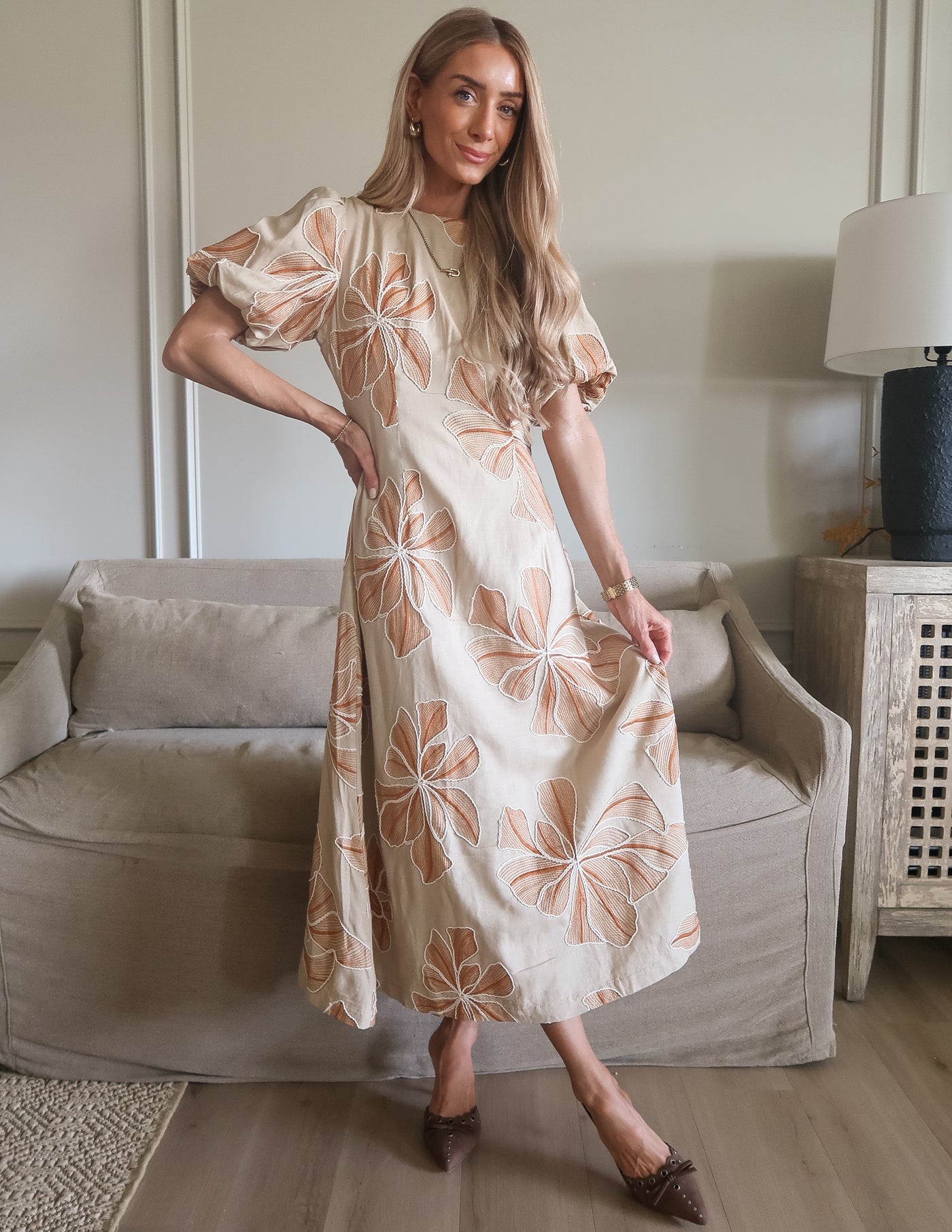 Florence Embroidered Midi  Dress