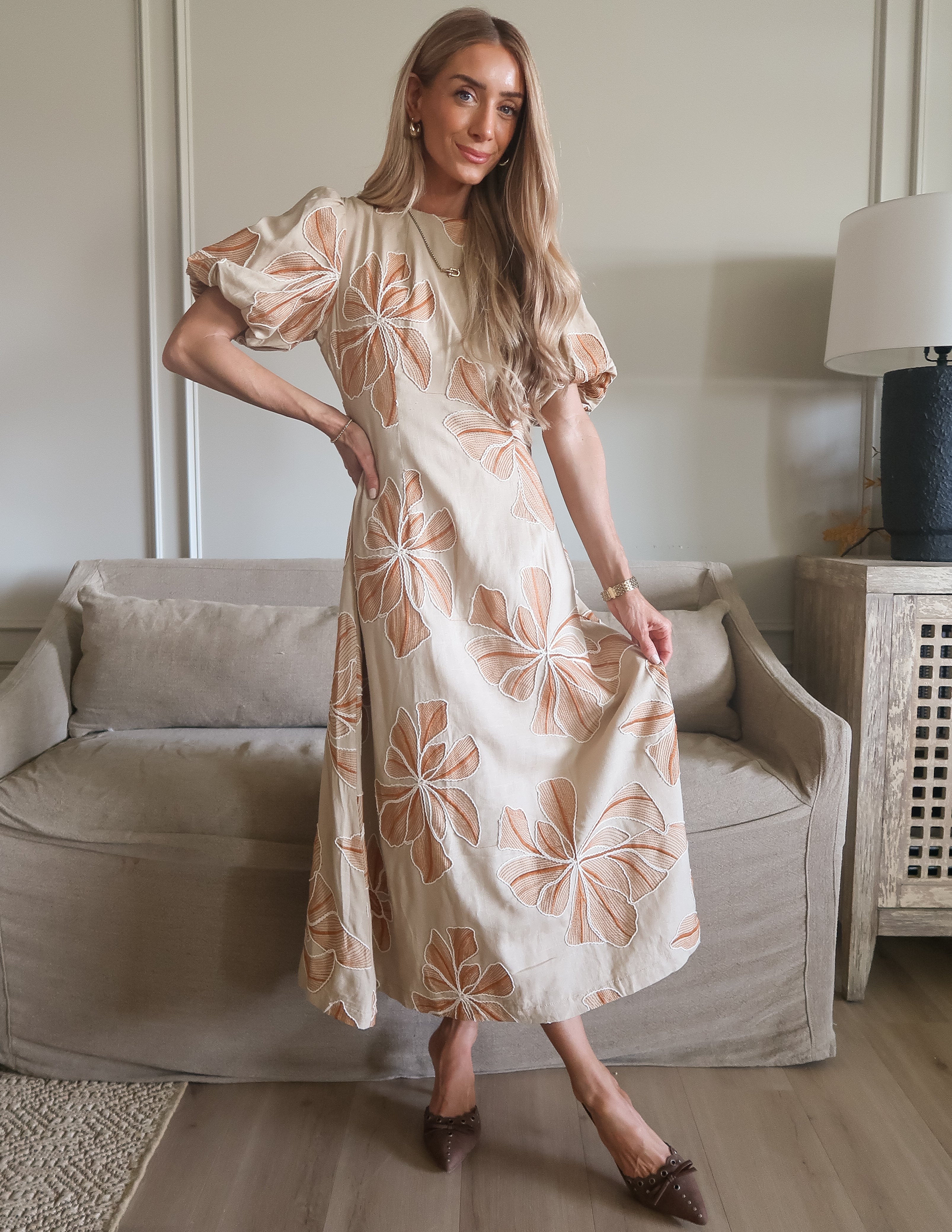 Florence Embroidered Midi  Dress