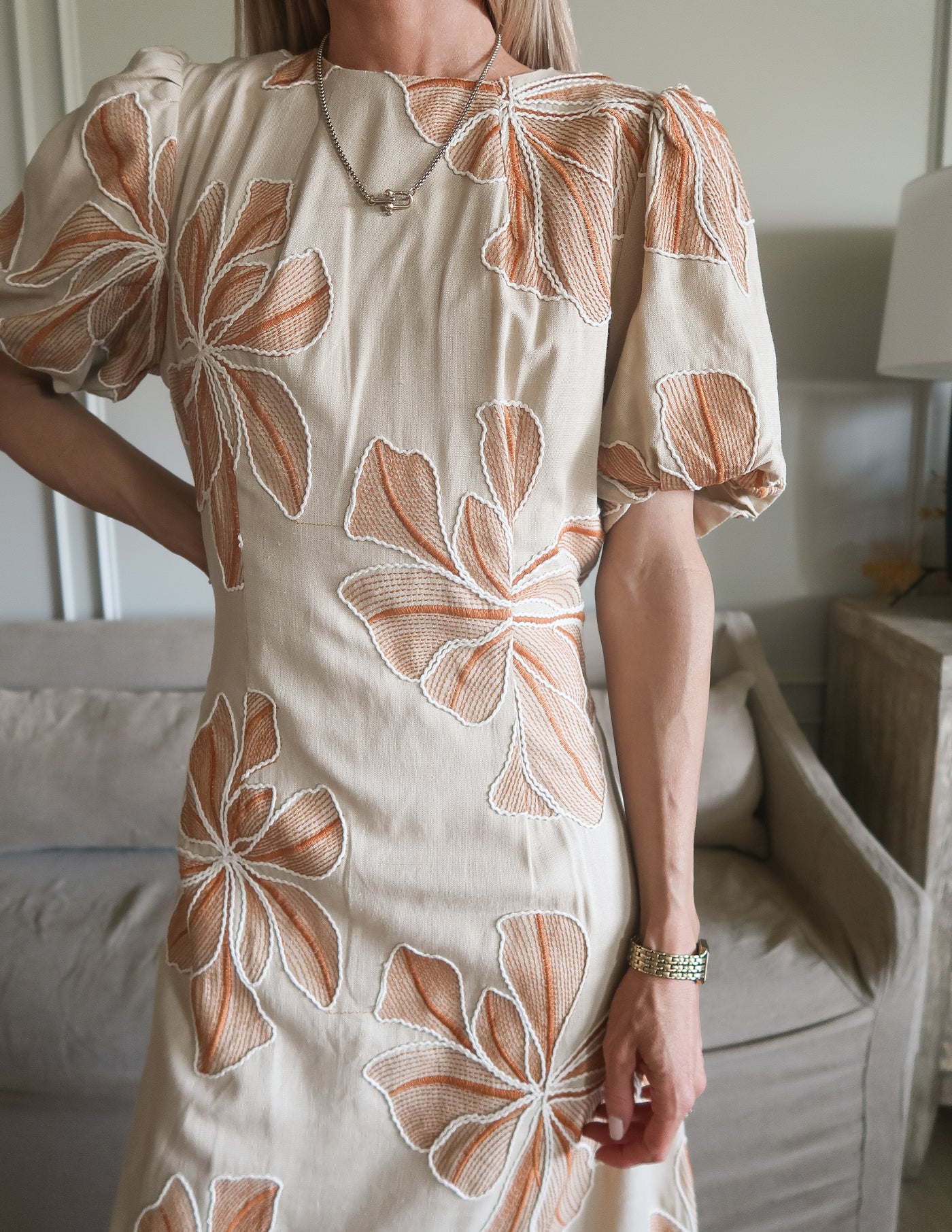 Florence Embroidered Midi  Dress