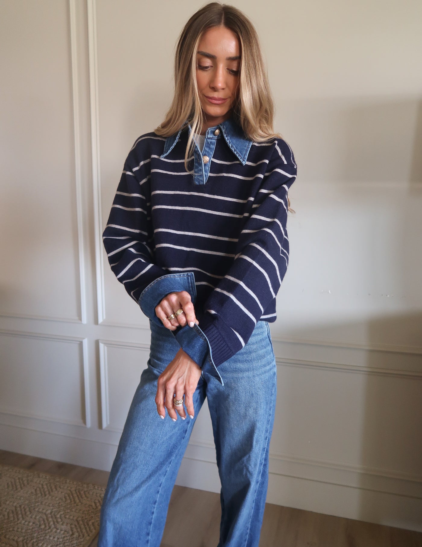 Sofia Stripe Denim Combo Top