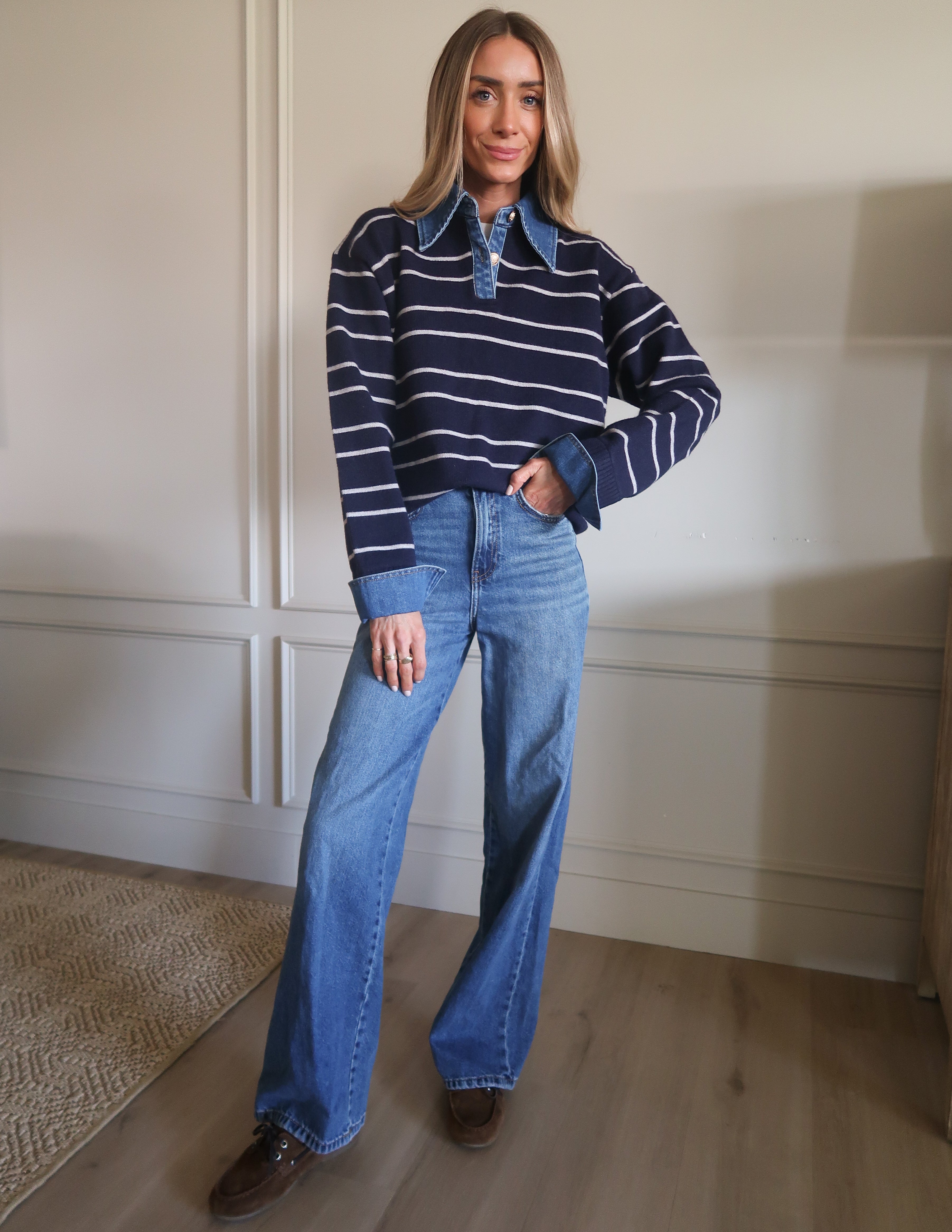 Sofia Stripe Denim Combo Top