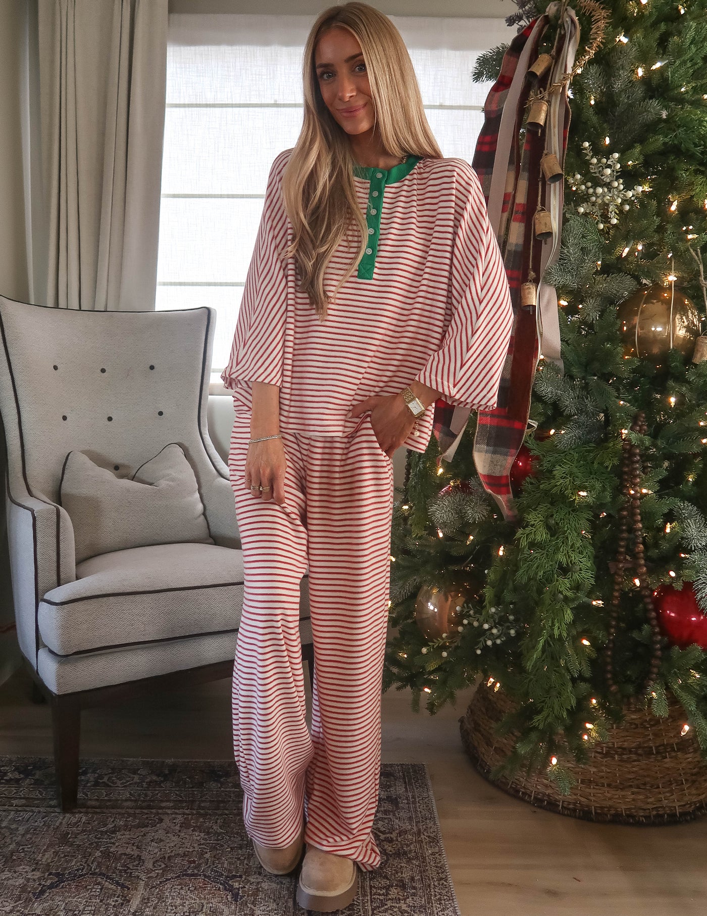 North Pole Stripe Pajama Set