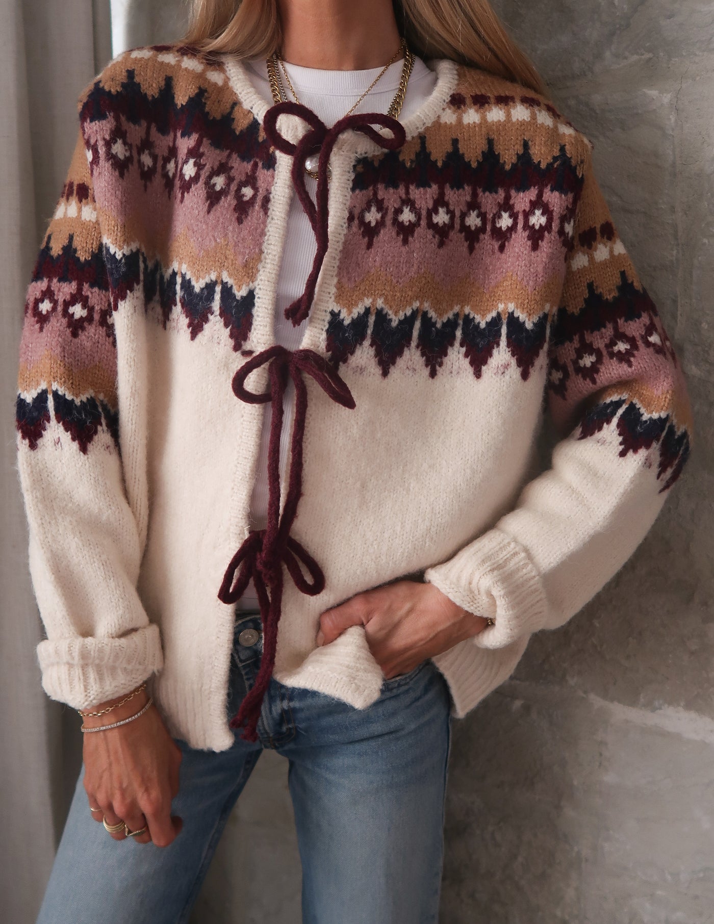 Hearthside Cable Fair Isle Cardigan