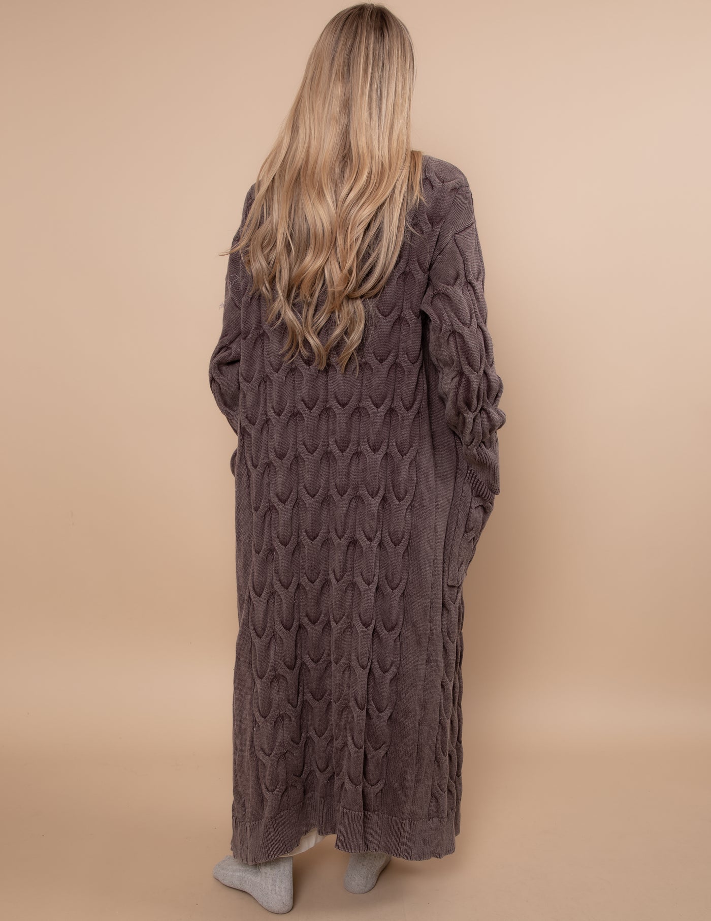 Stonewash Cable Cascade Cardigan