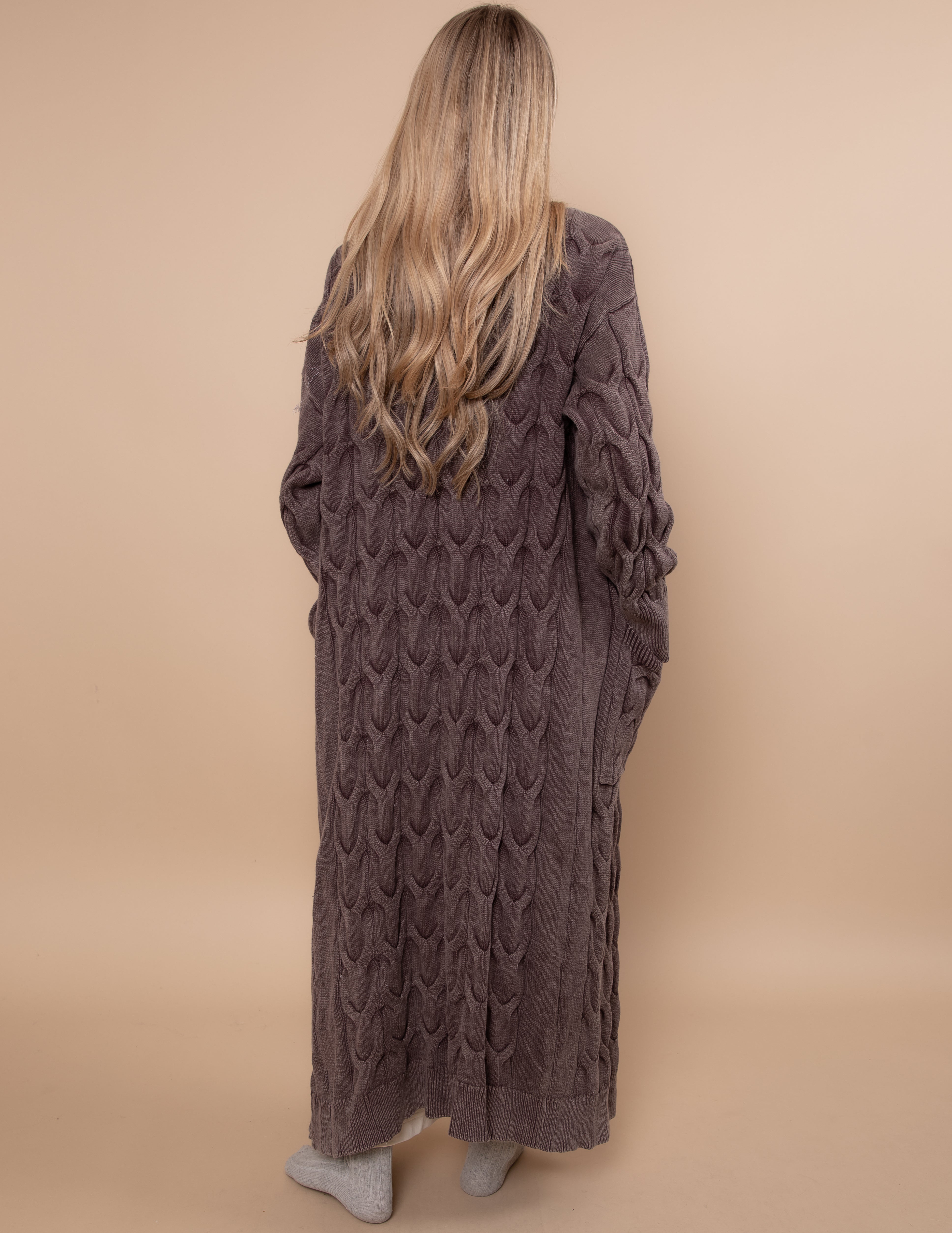 Stonewash Cable Cascade Cardigan