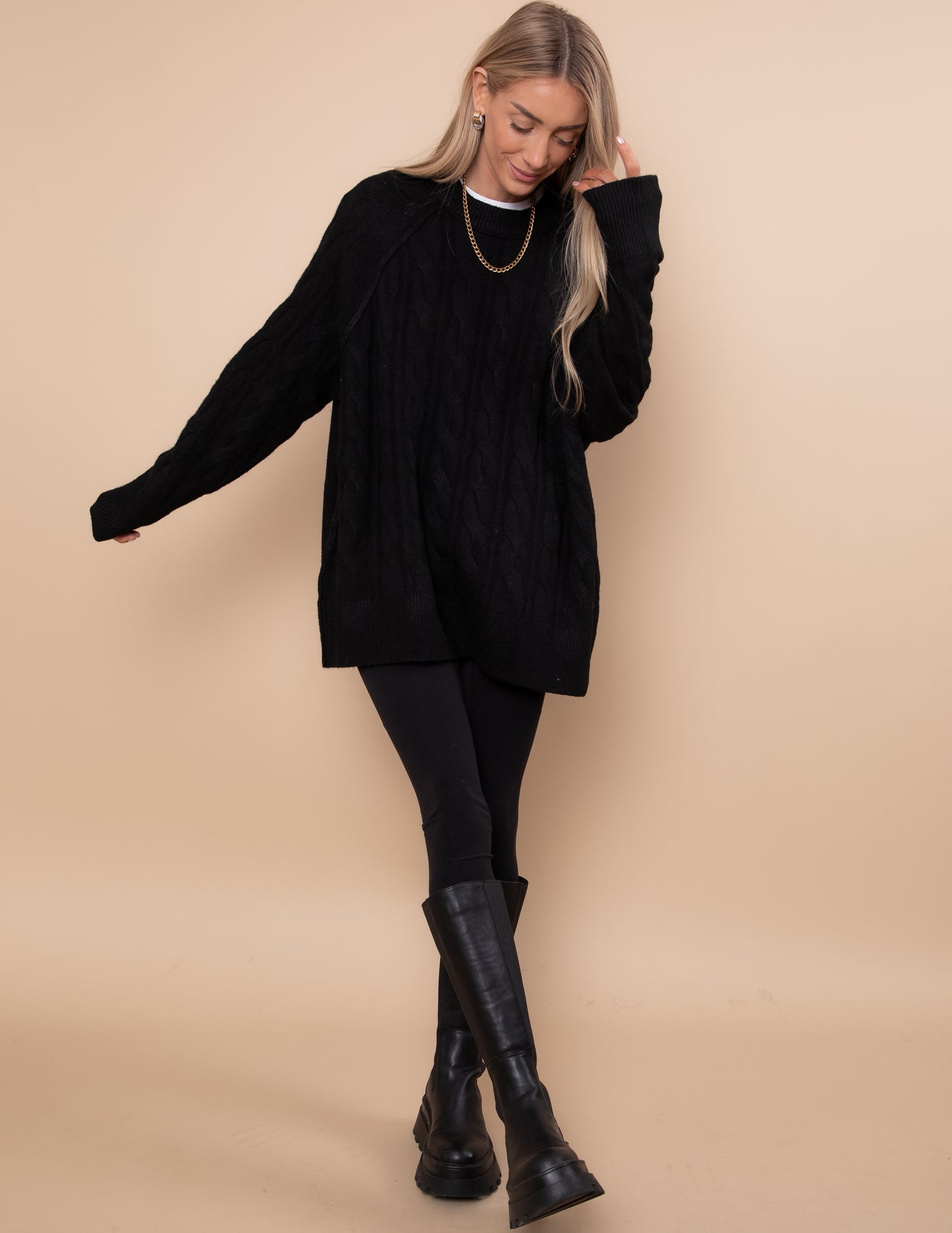 Ridge Cable Knit Sweater