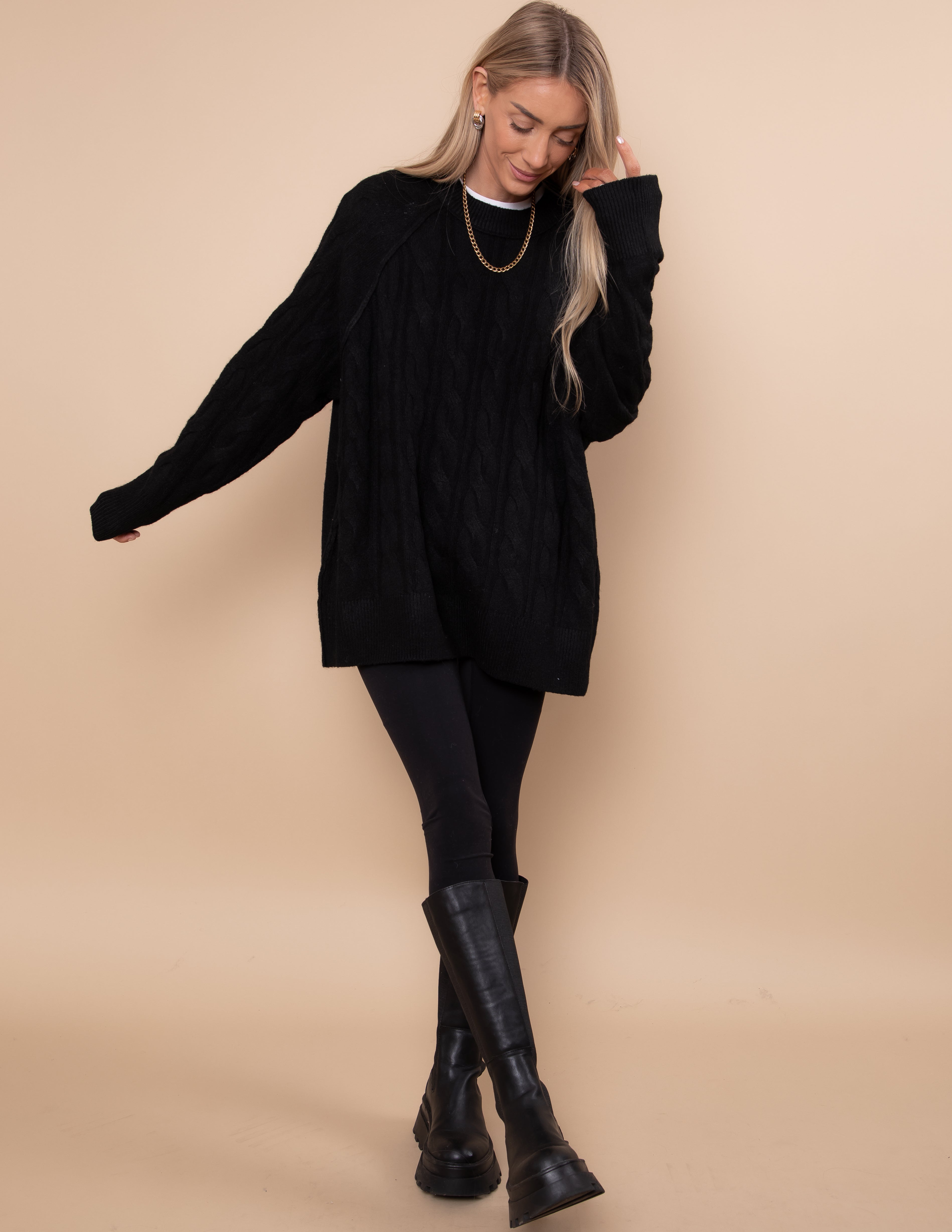 Ridge Cable Knit Sweater