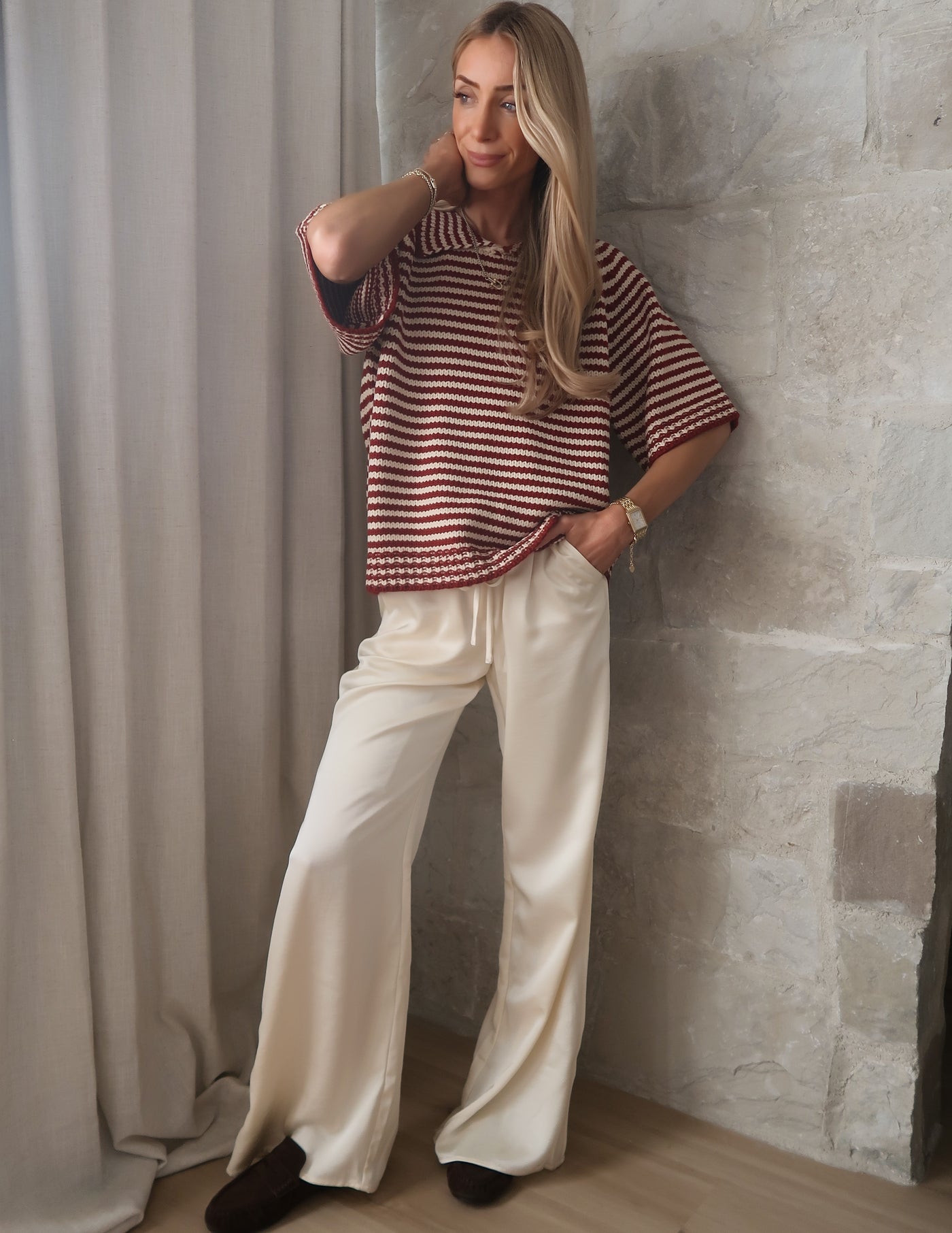 Riviera Striped Short Sleeve Sweater