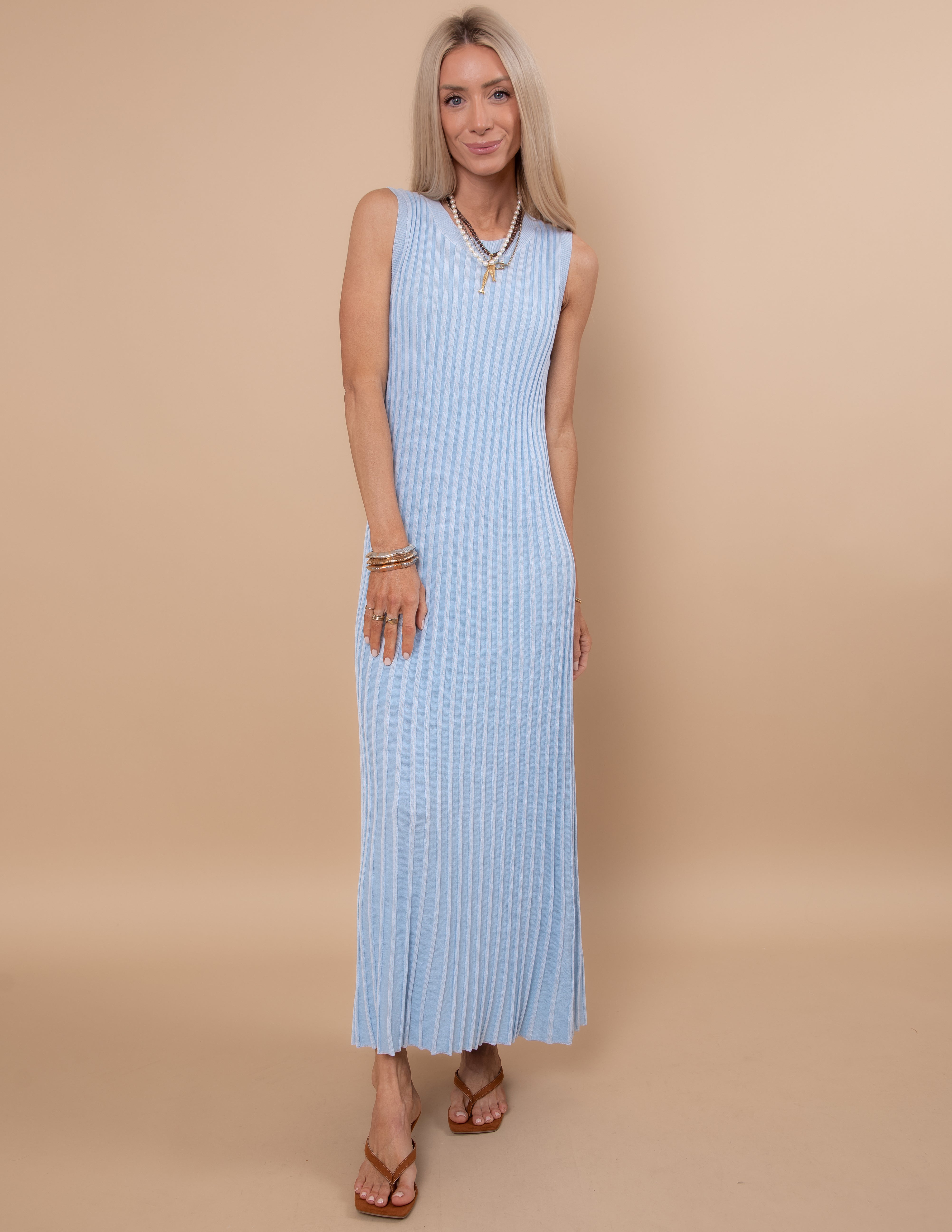 Aurora Ribbed Knit Dress Pink / M