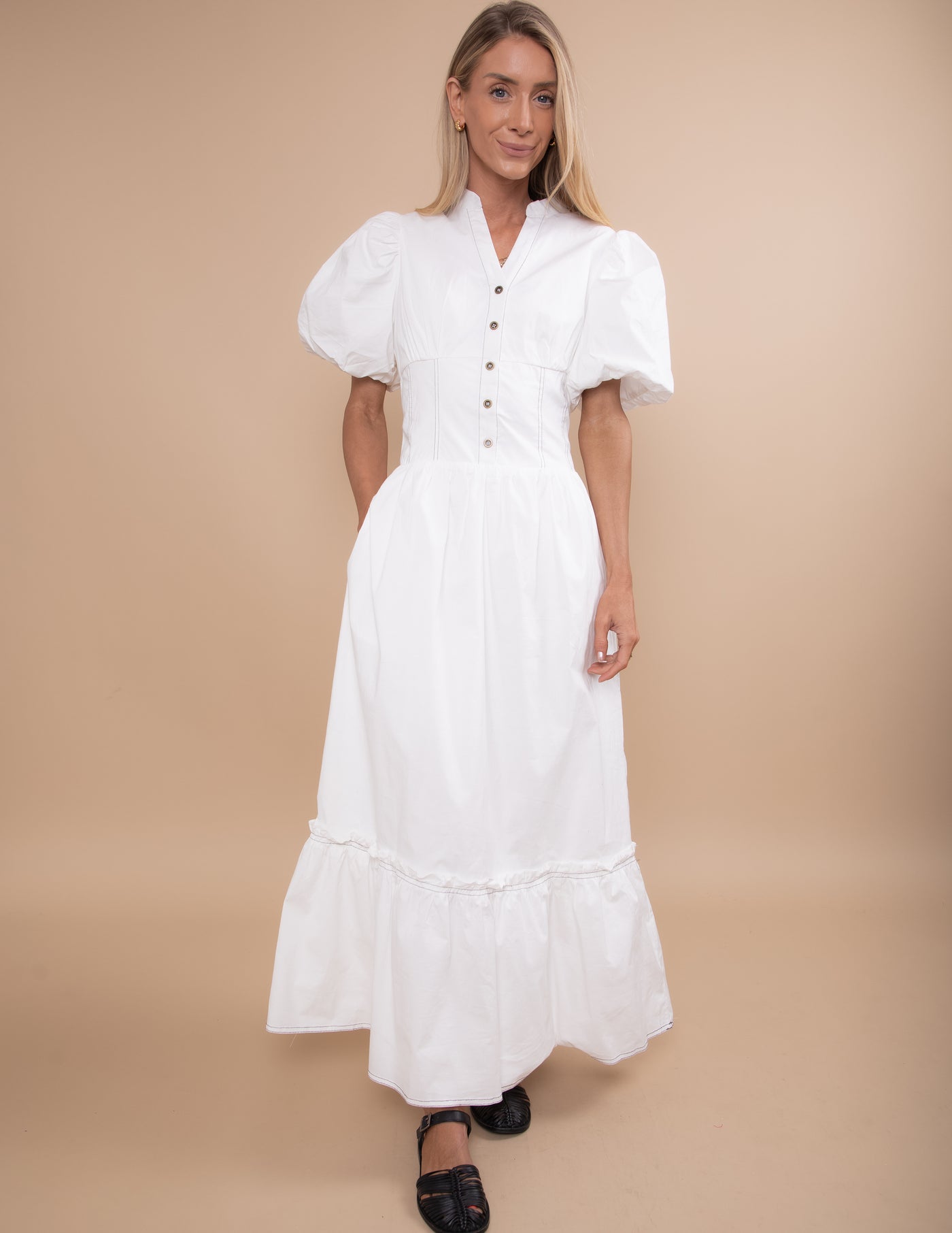 modern smocked dresses Skyler Smocked Midi Dress (Plus)