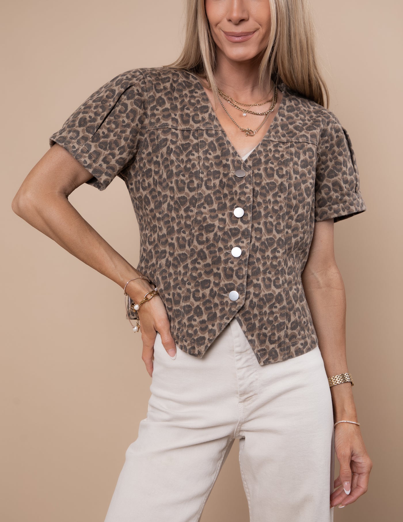 Kaylee Leopard Button Up