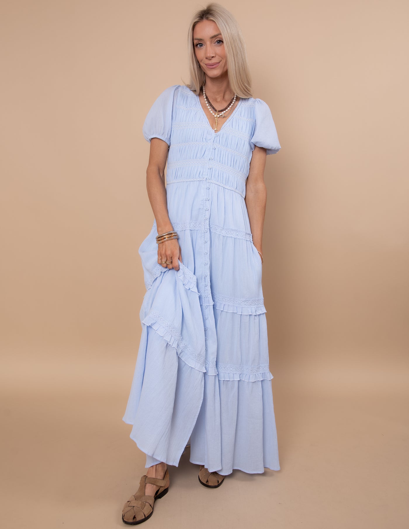 Soft Dawn Smocked Dress