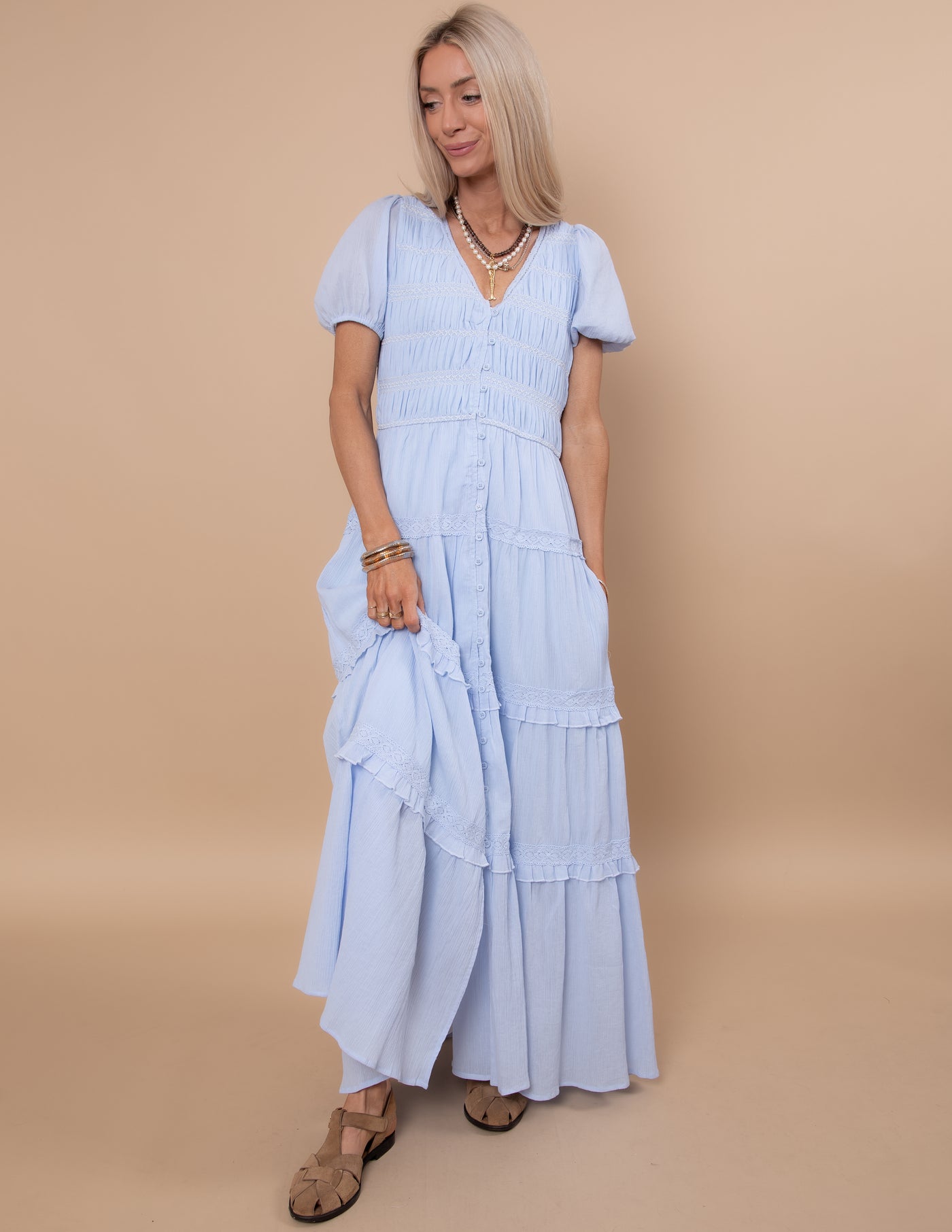 Soft Dawn Smocked Dress